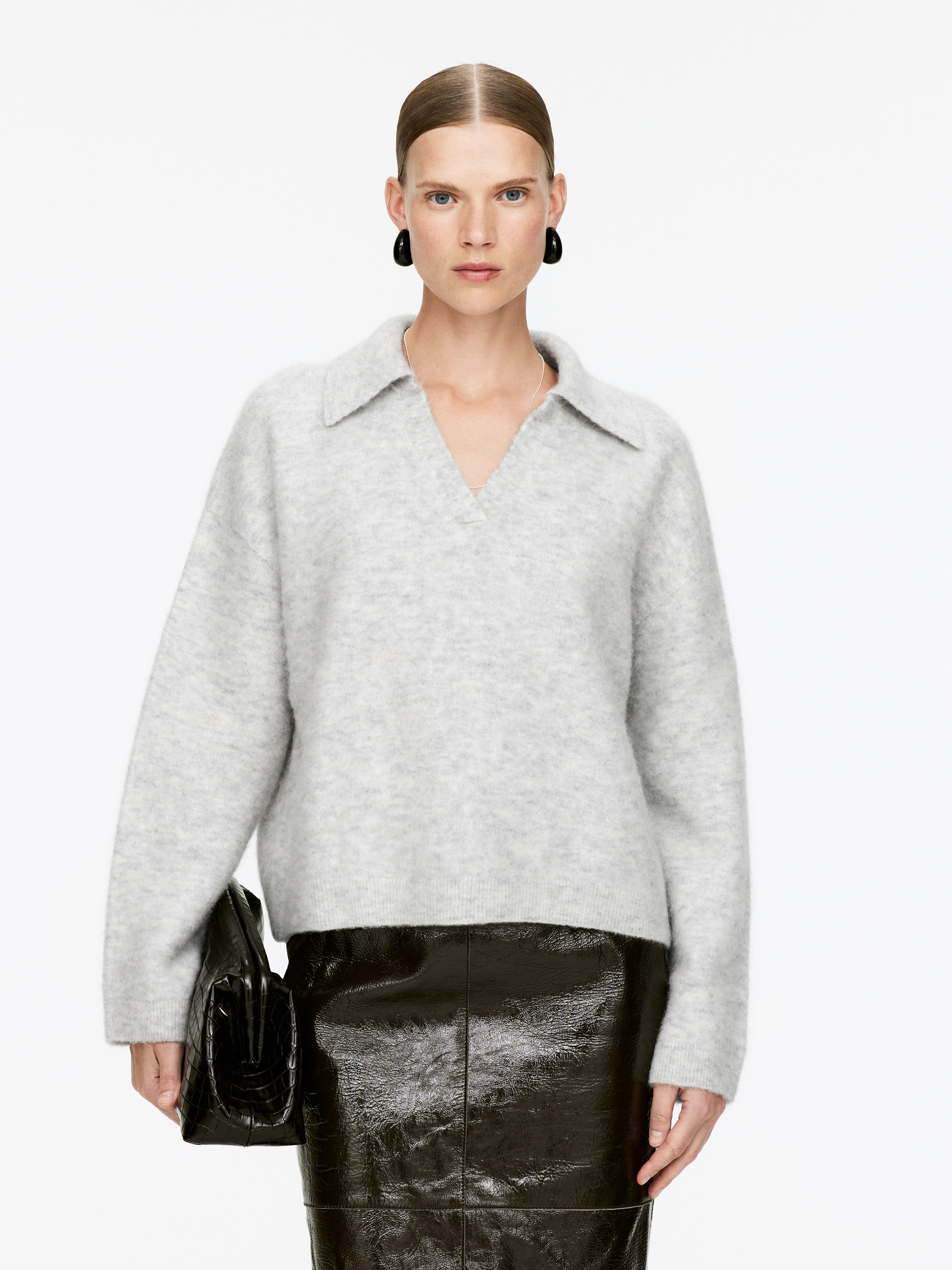 Alpaca-Wool Blend Jumper - Grey Melange - Loose fit - Women - StillMedia/Lookbook - 4