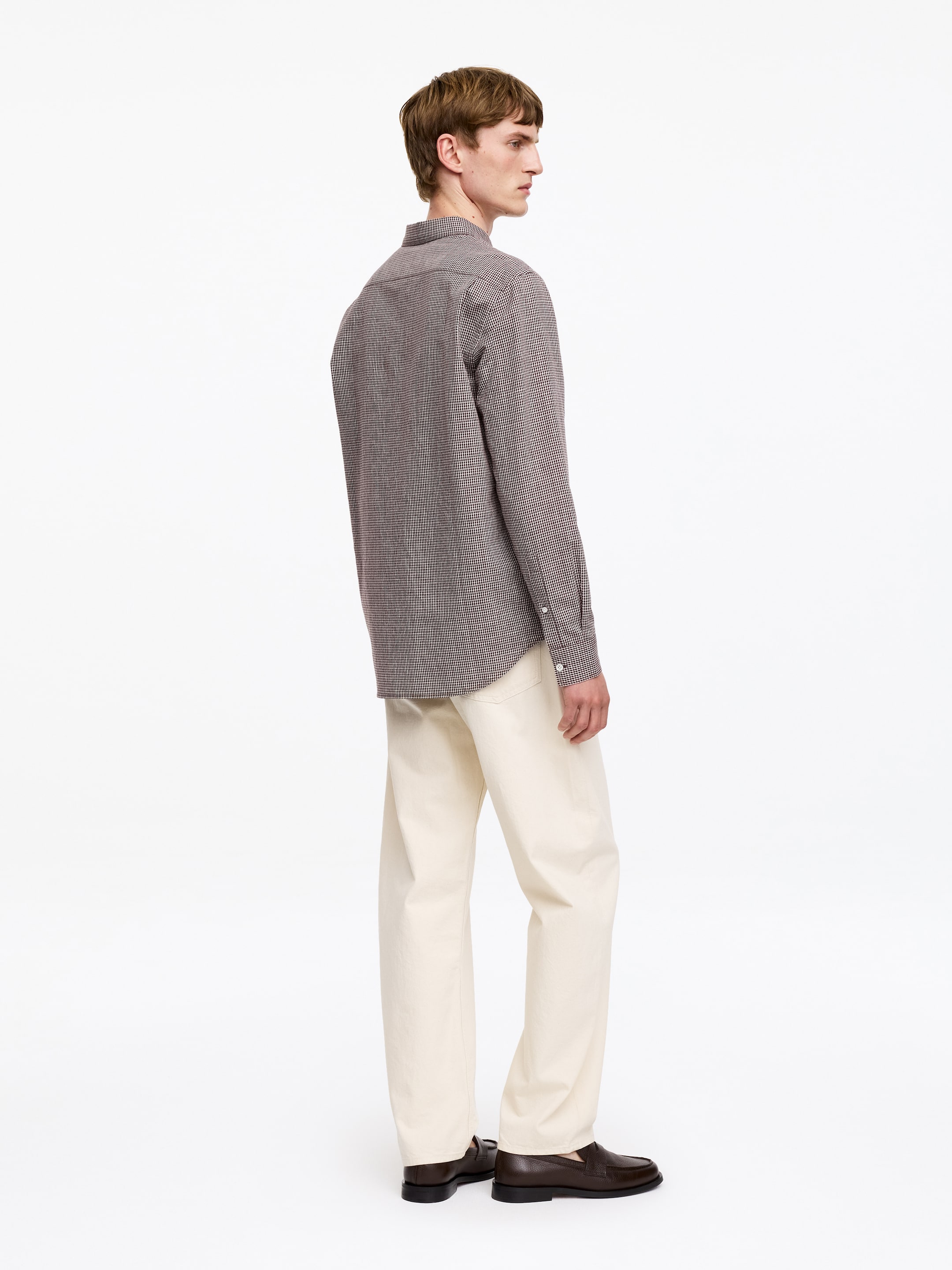 Chemise classique en coton et lin - Marron/Carreaux - Regular fit - Homme - StillMedia/Lookbook - 4