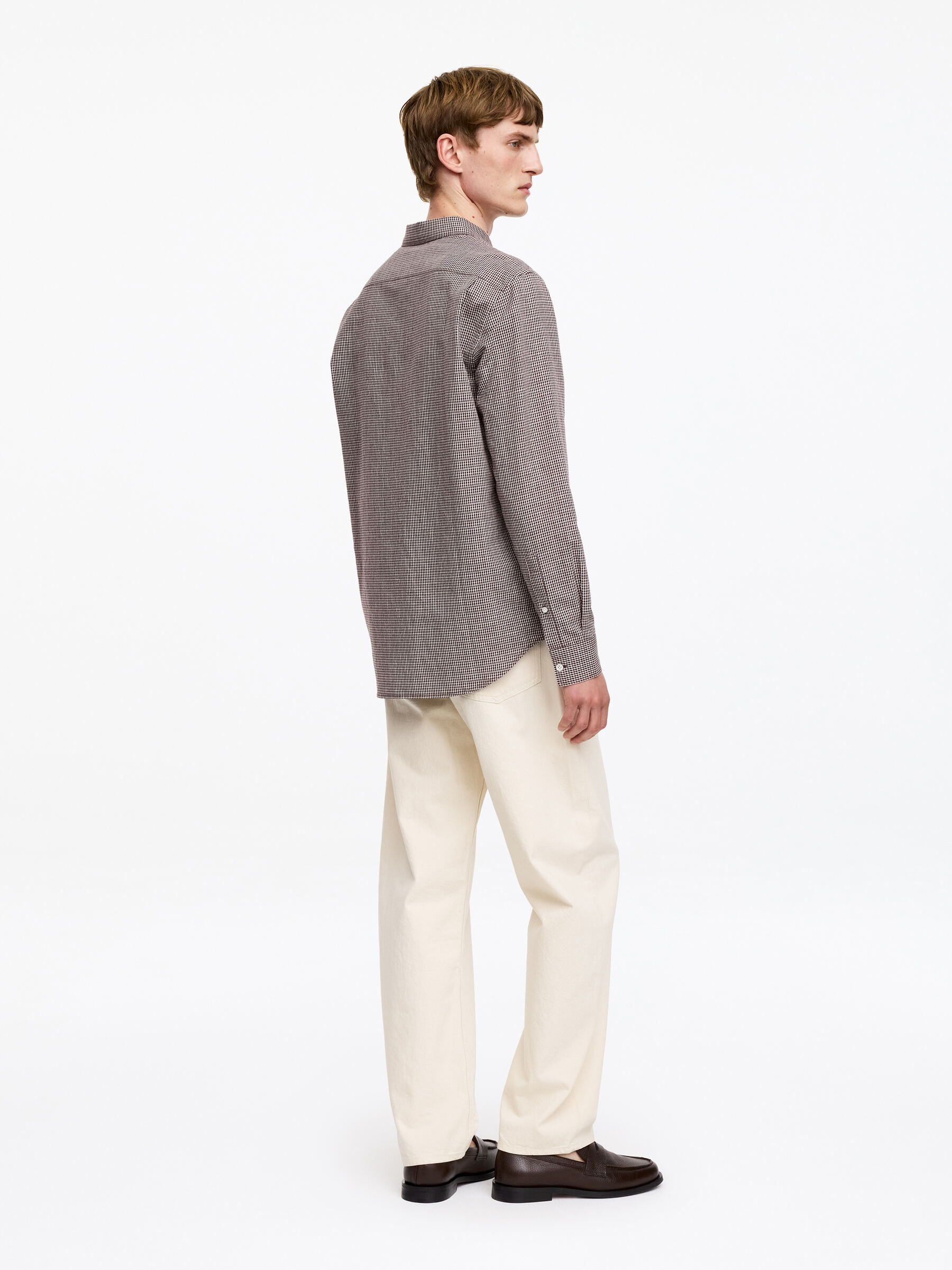 Regular Cotton Linen Shirt - Brown/Checkered - Regular fit - Men - StillMedia/Lookbook - 4