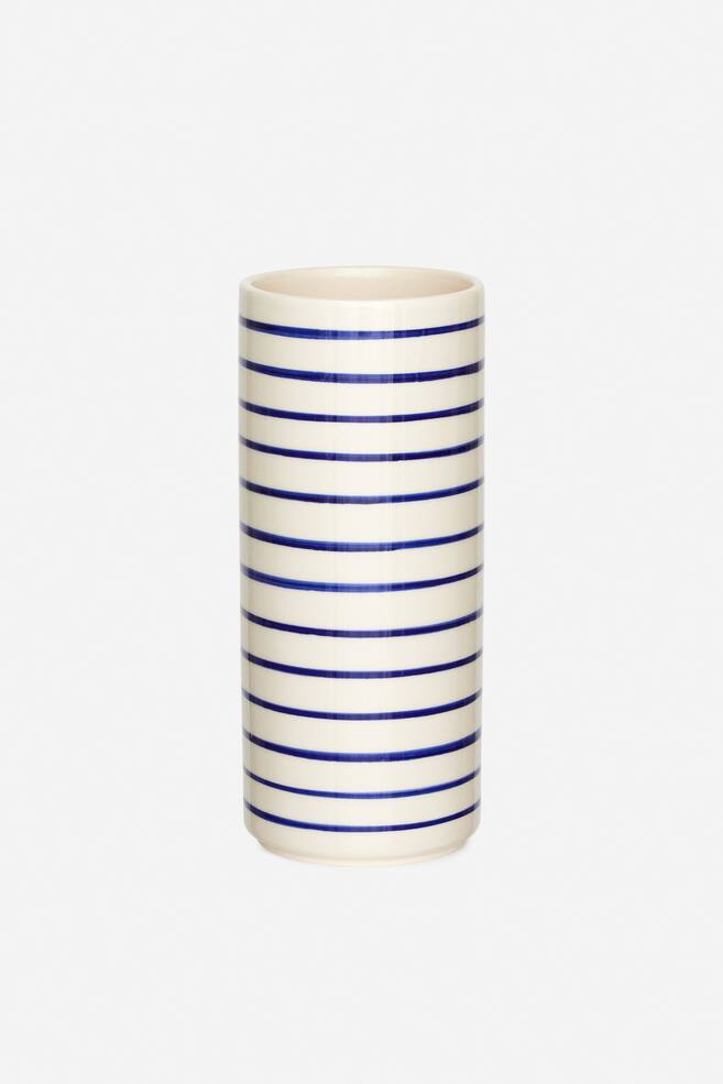 Stoneware Vase 23 cm - Off White/Blue/Black/White/White/Blue/Yellow/White - 1