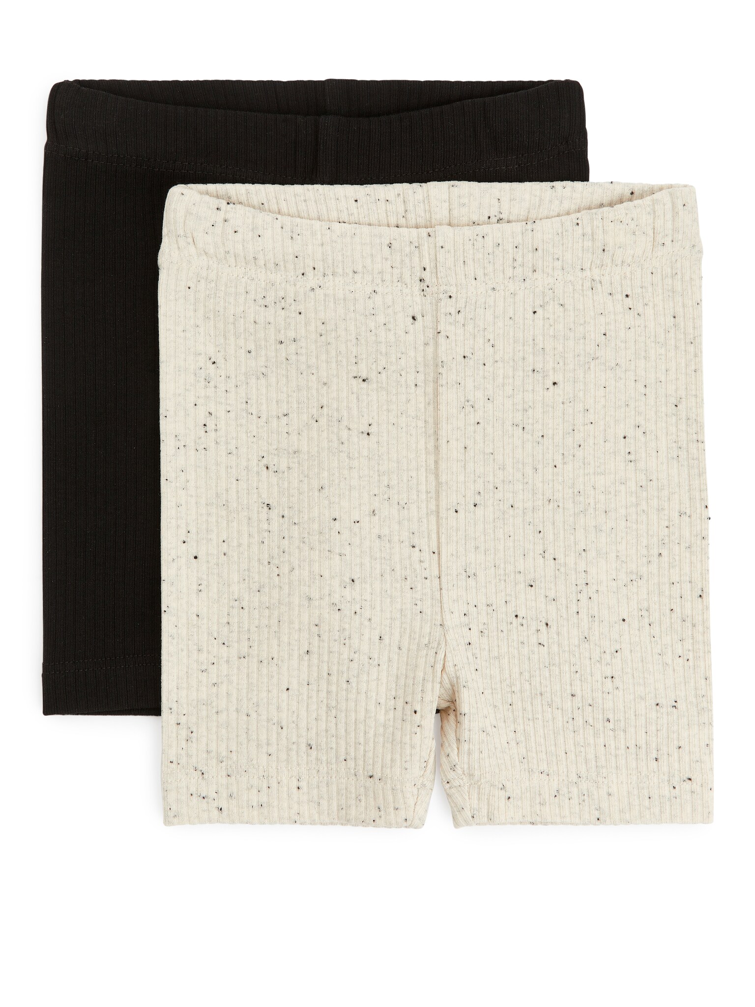 Ribbed Jersey Bicycle Shorts, Set of 2 - Beige/Dark Blue