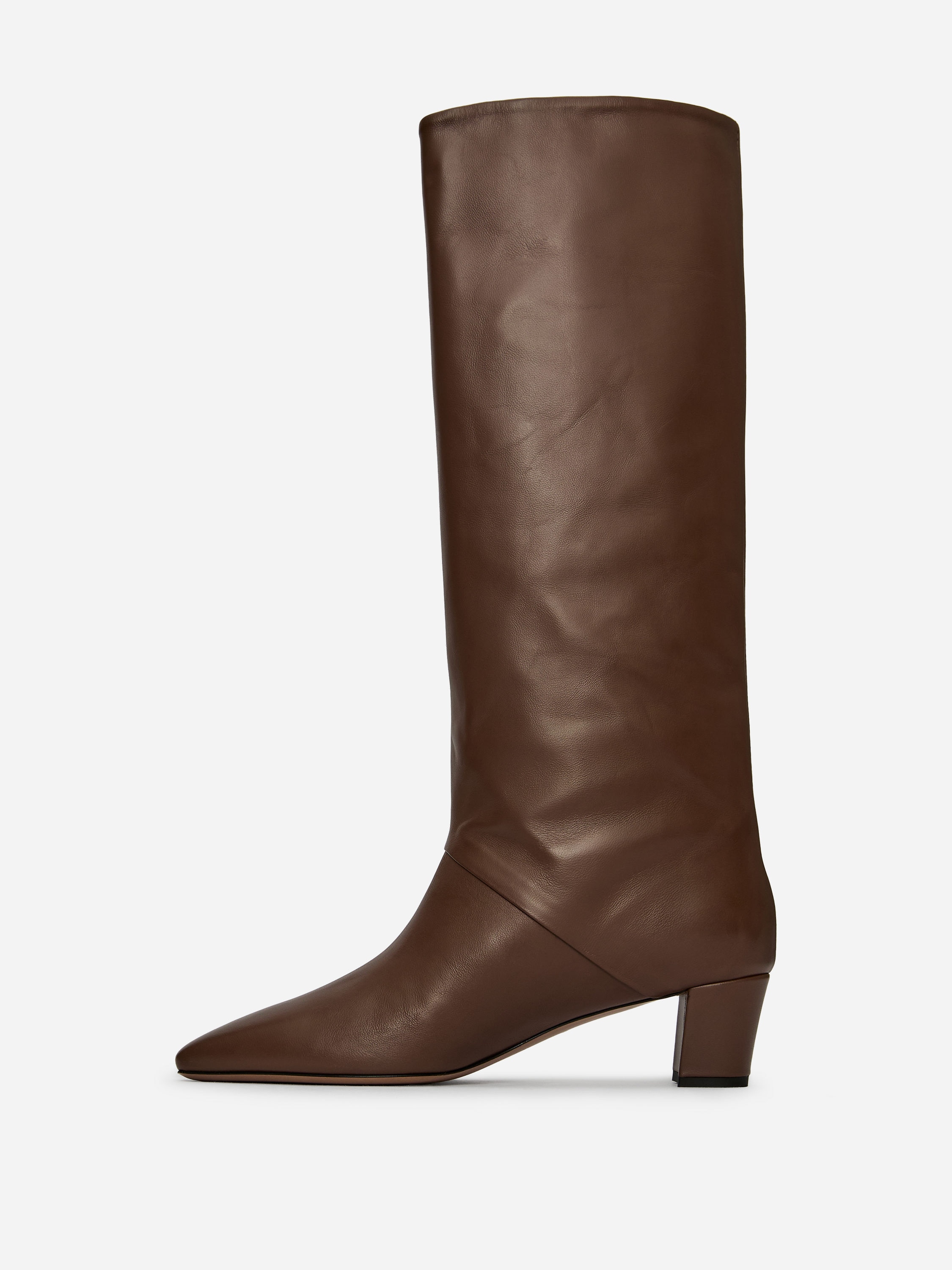 Mid-Calf Leather Boots - Dark Brown - Women - StillMedia/DescriptiveStillLife - 3