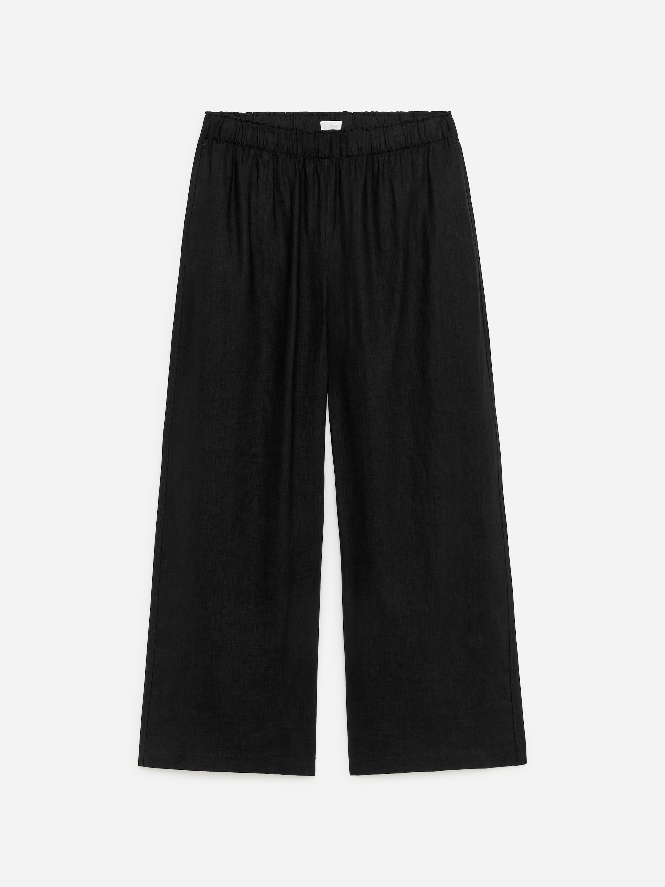 Pantaloni in lino a gamba larga-#191918-18541