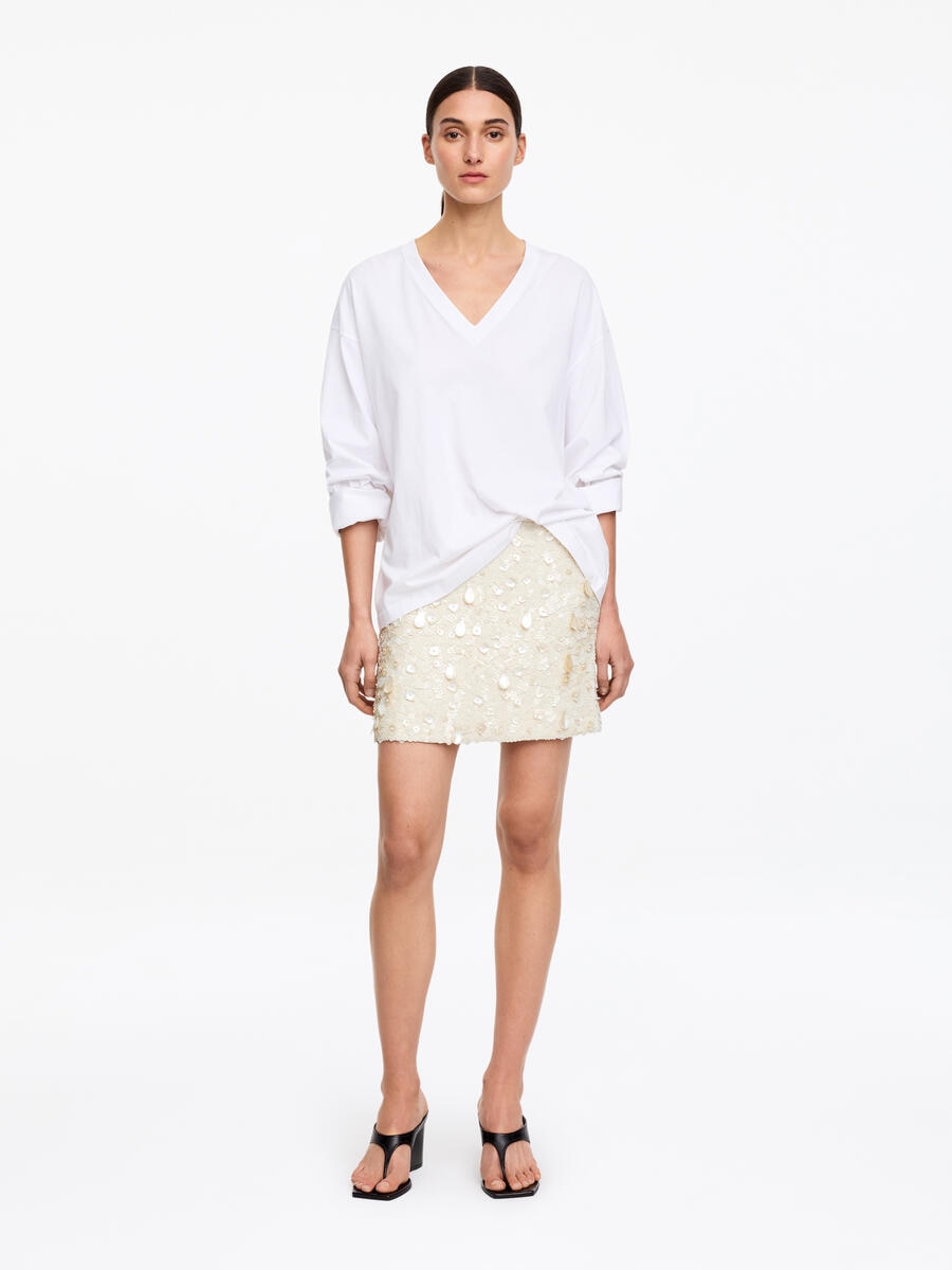 ARKET Women's  Embellished Mini Skirt White,  size 42
