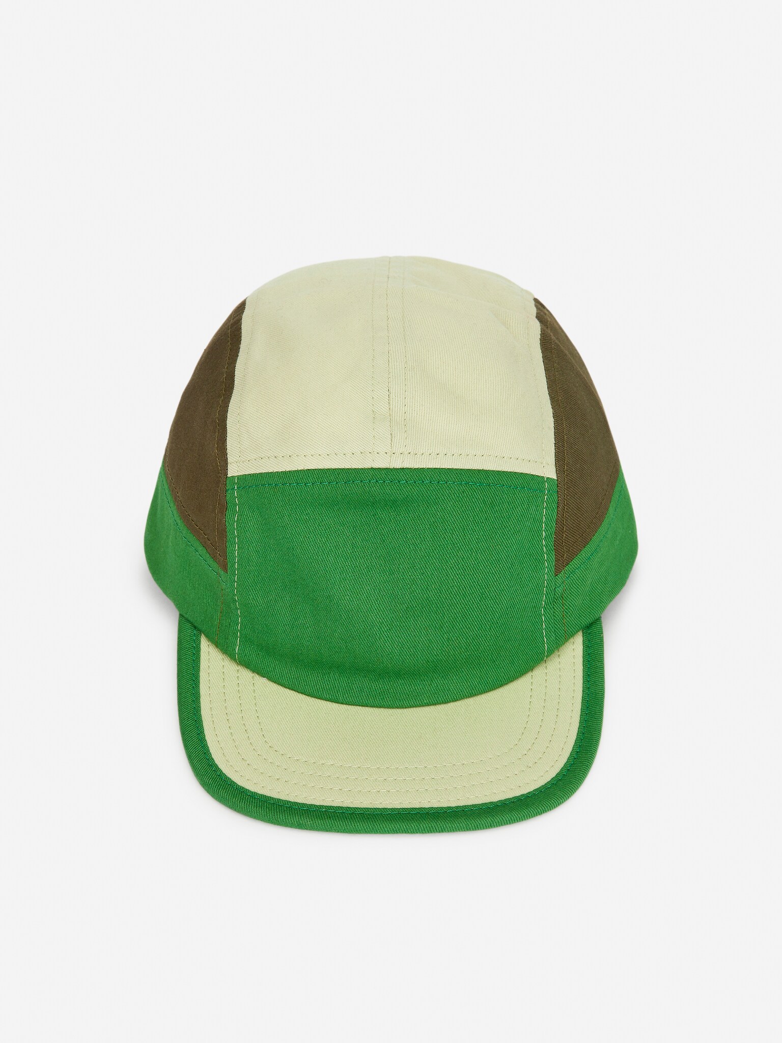Colour-Block Cap - Green/Beige - 2