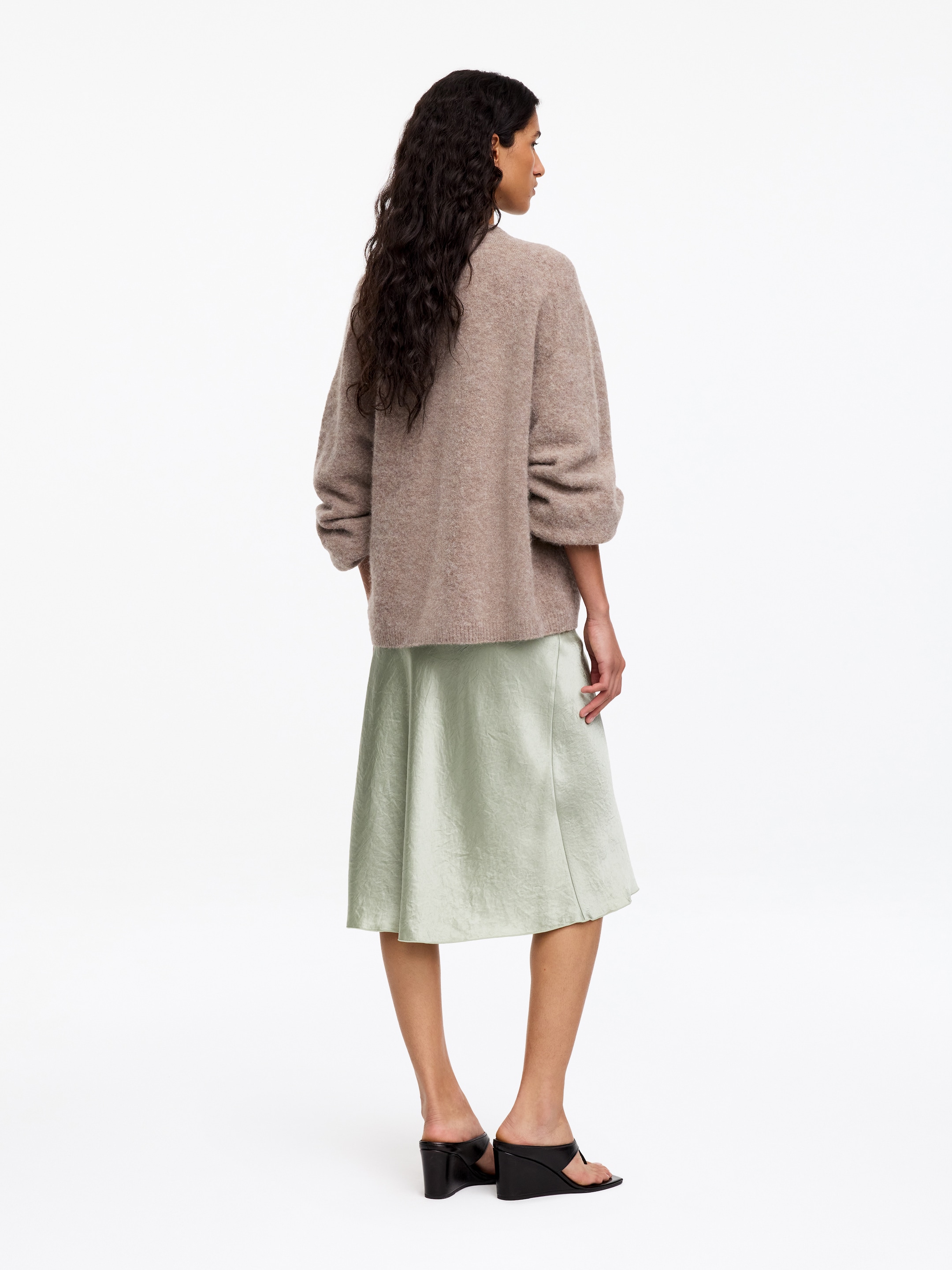 Falda lencera de satén - Verde claro - Corte estándar - Women - StillMedia/Lookbook - 2