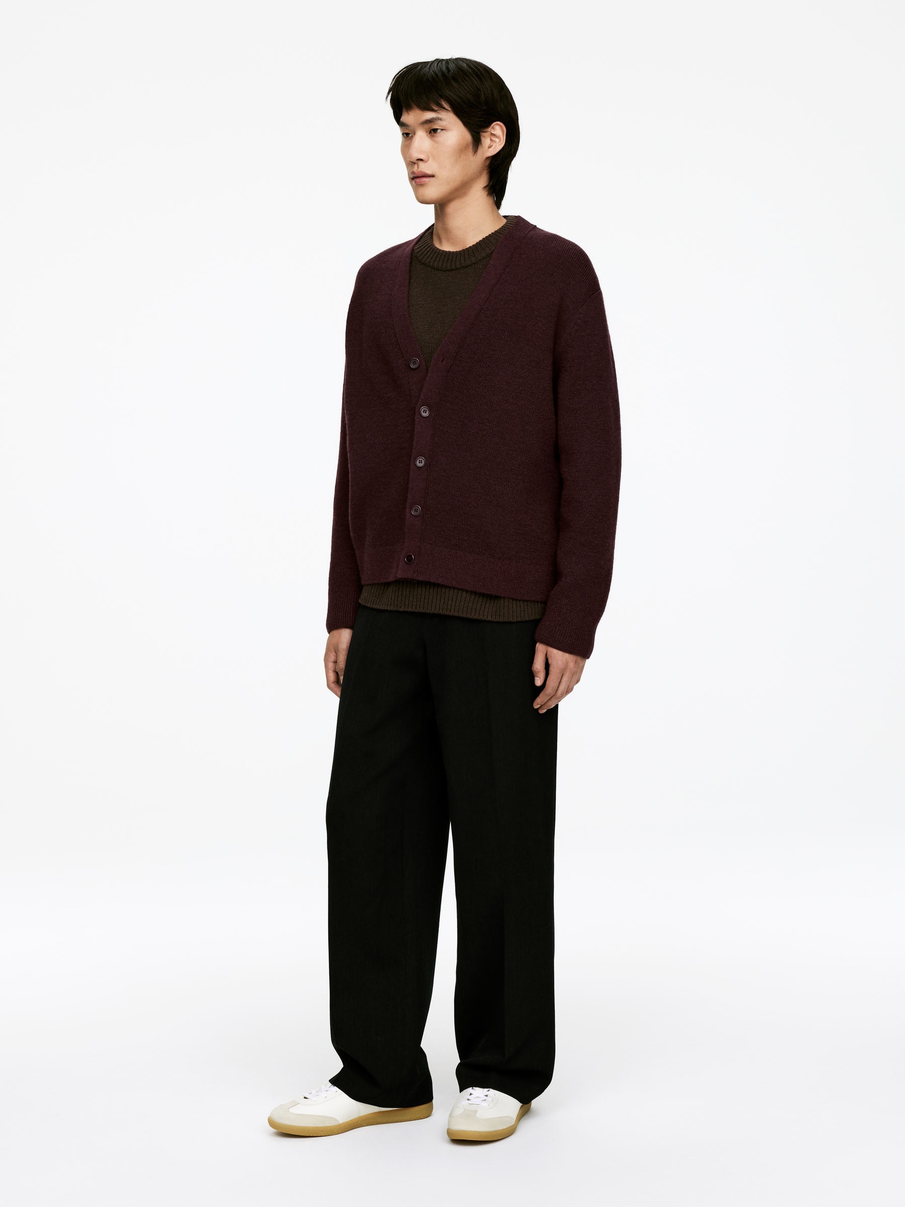 Wool Blend Cardigan - Dark Burgundy - Regular fit - Men - StillMedia/Lookbook - 5