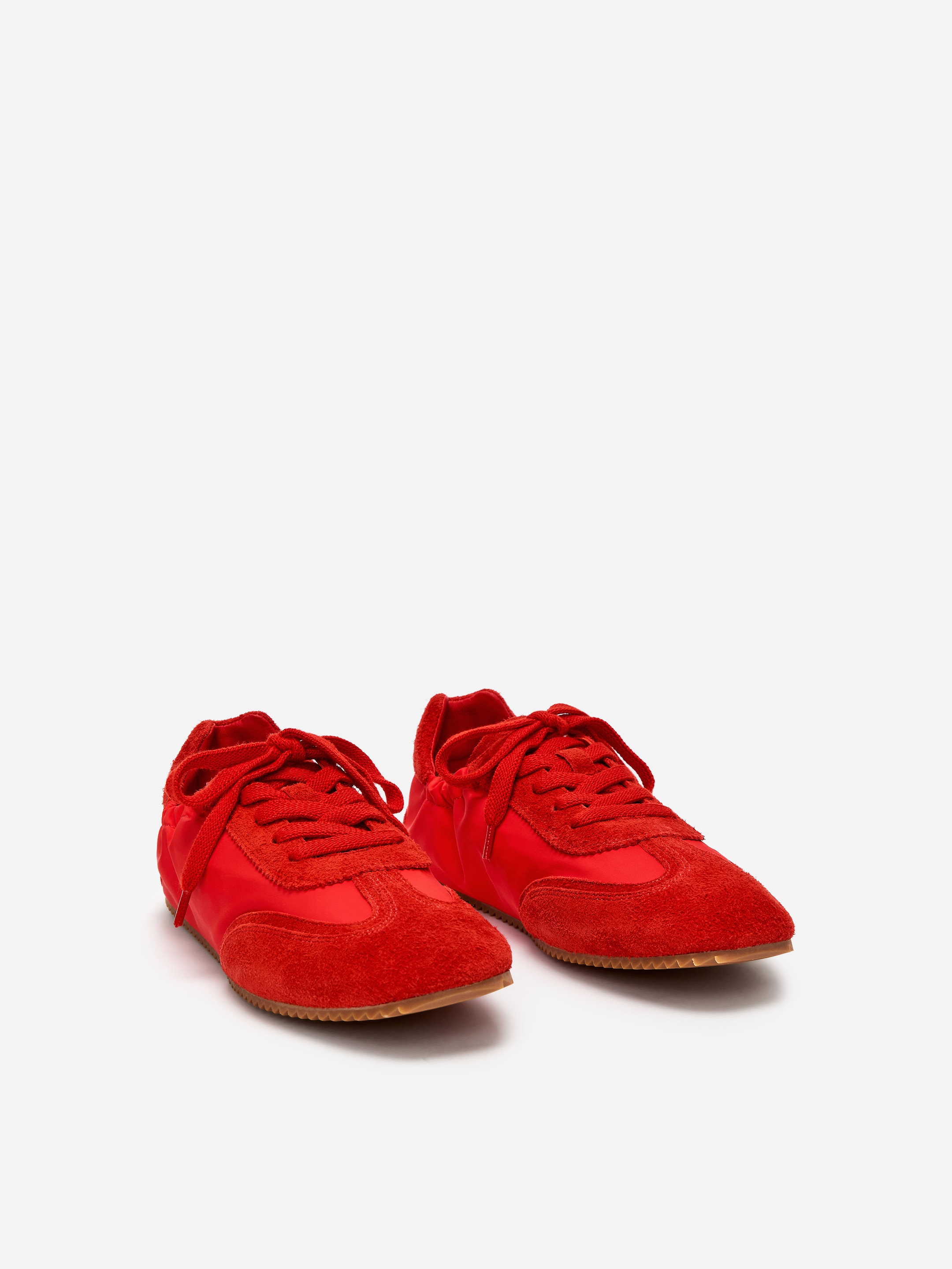 Suede Nylon Trainers - Red - Women - StillMedia/DescriptiveStillLife - 1