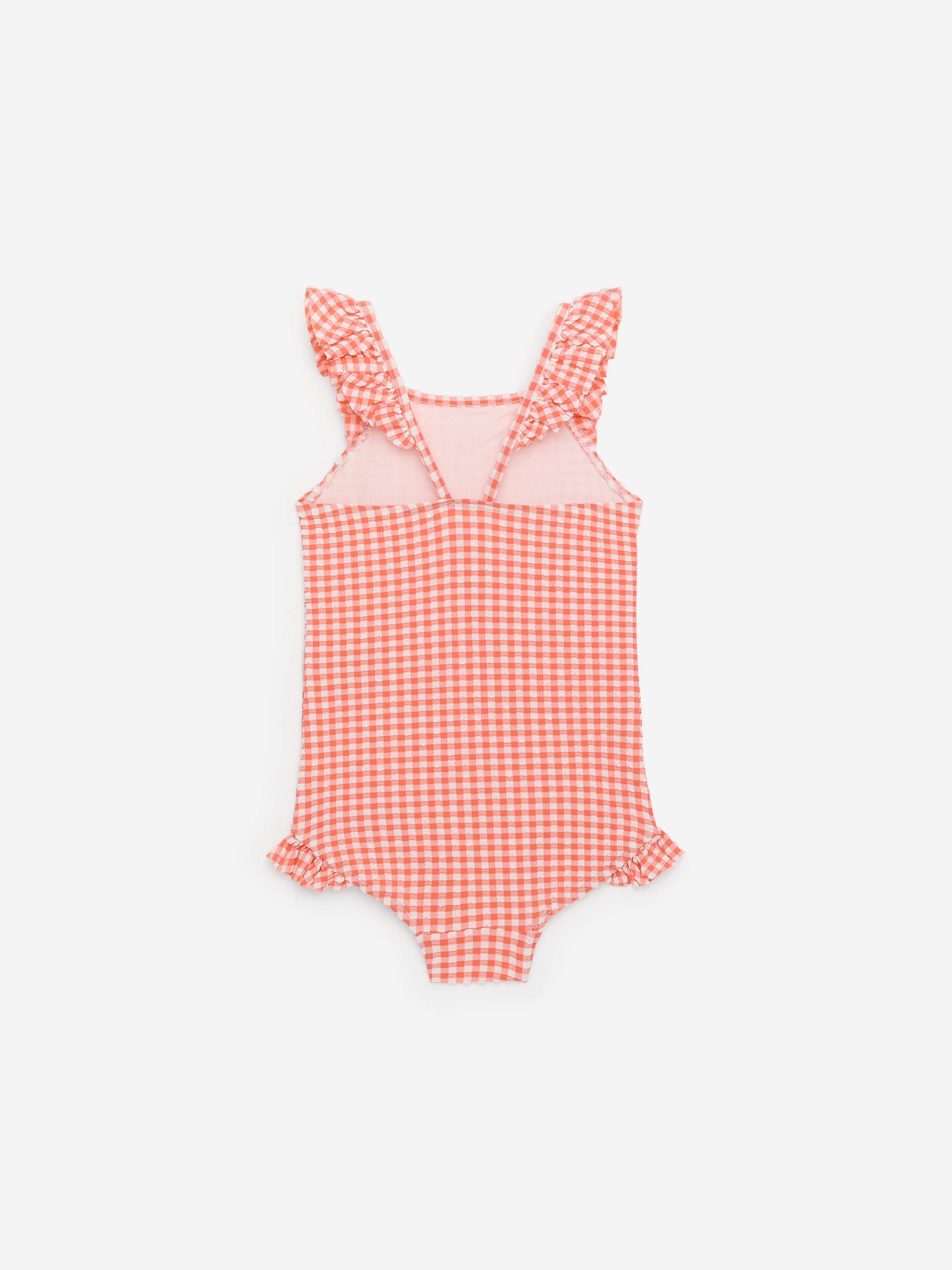 Seersucker Swimsuit - Coral/White - Regular fit - Children - StillMedia/DescriptiveStillLife - 1
