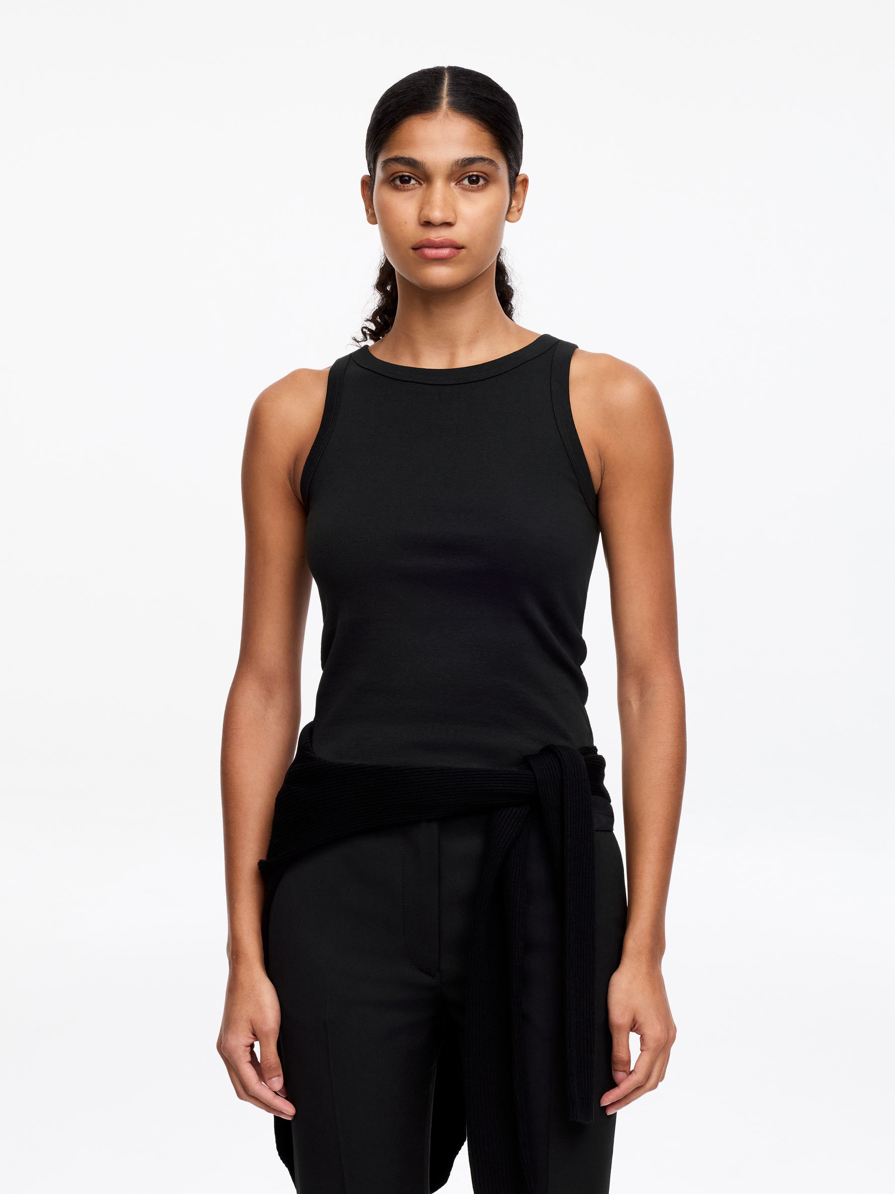 Rib Tank Top - Black - Slim fit - Women - StillMedia/Lookbook - 36