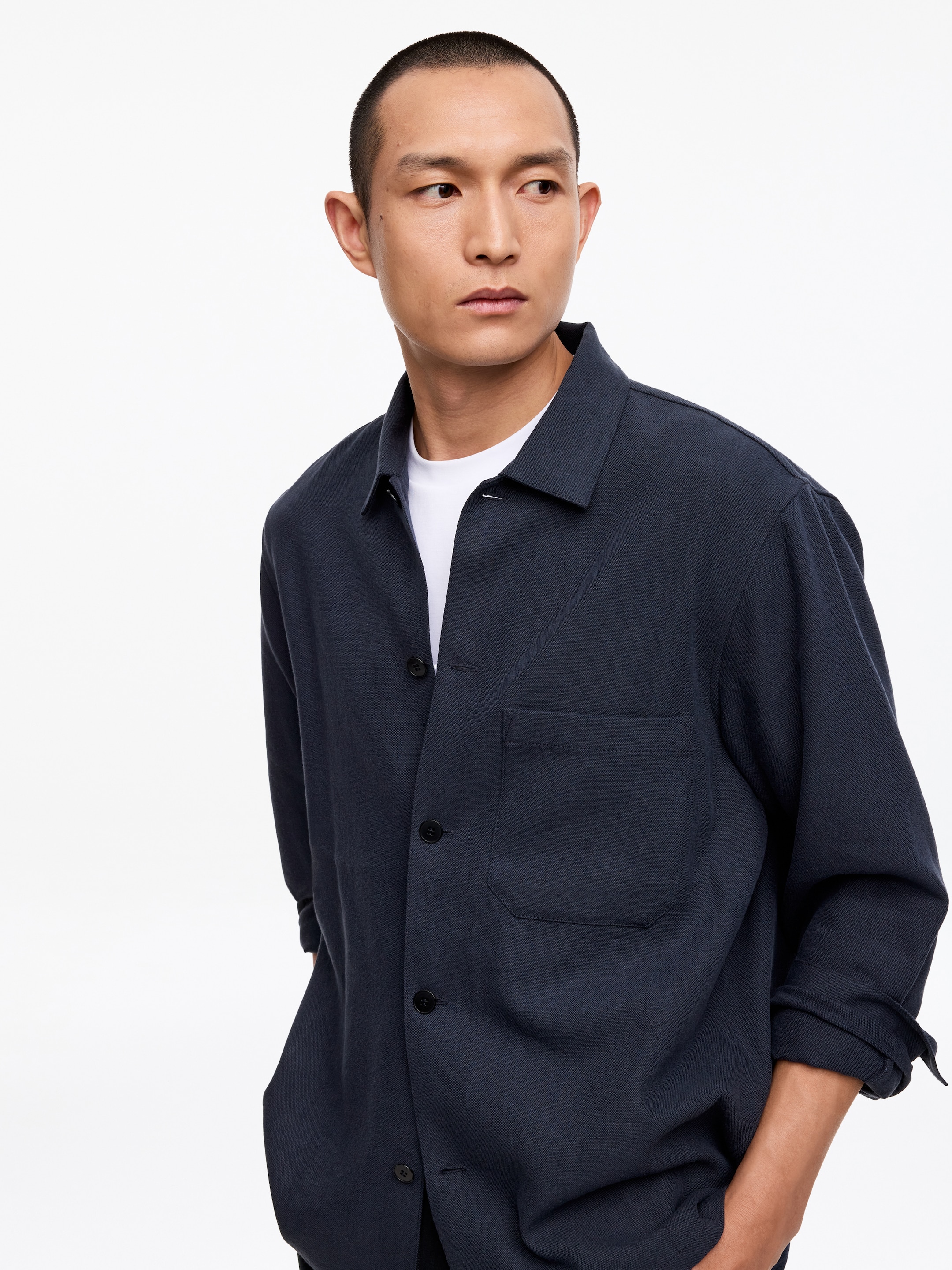 Tencel Blend Canvas Overshirt - Dark Blue - Relaxed fit - Men - StillMedia/Lookbook - 6