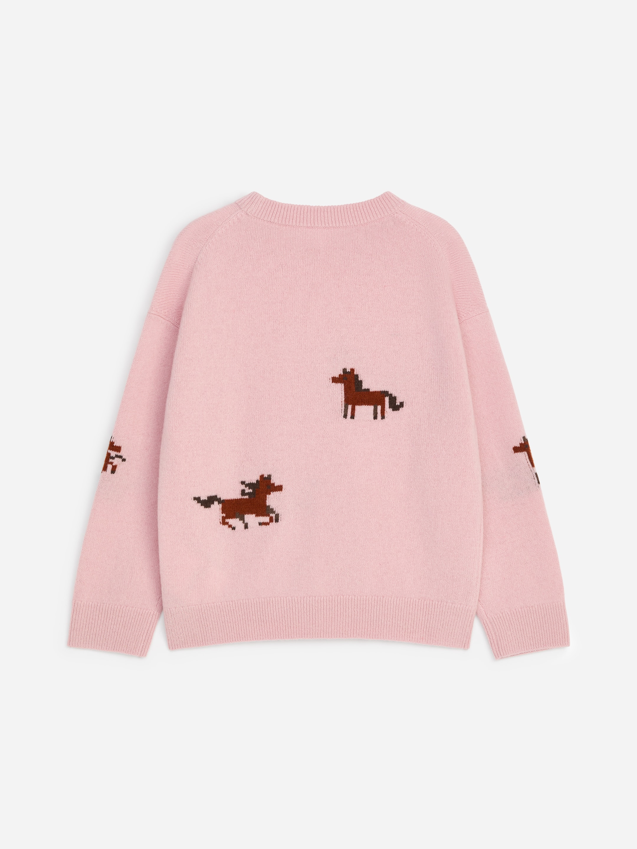 Intarsia-Knit Wool Jumper - Pink/Horses - Relaxed fit - children - StillMedia/DescriptiveStillLife - 3