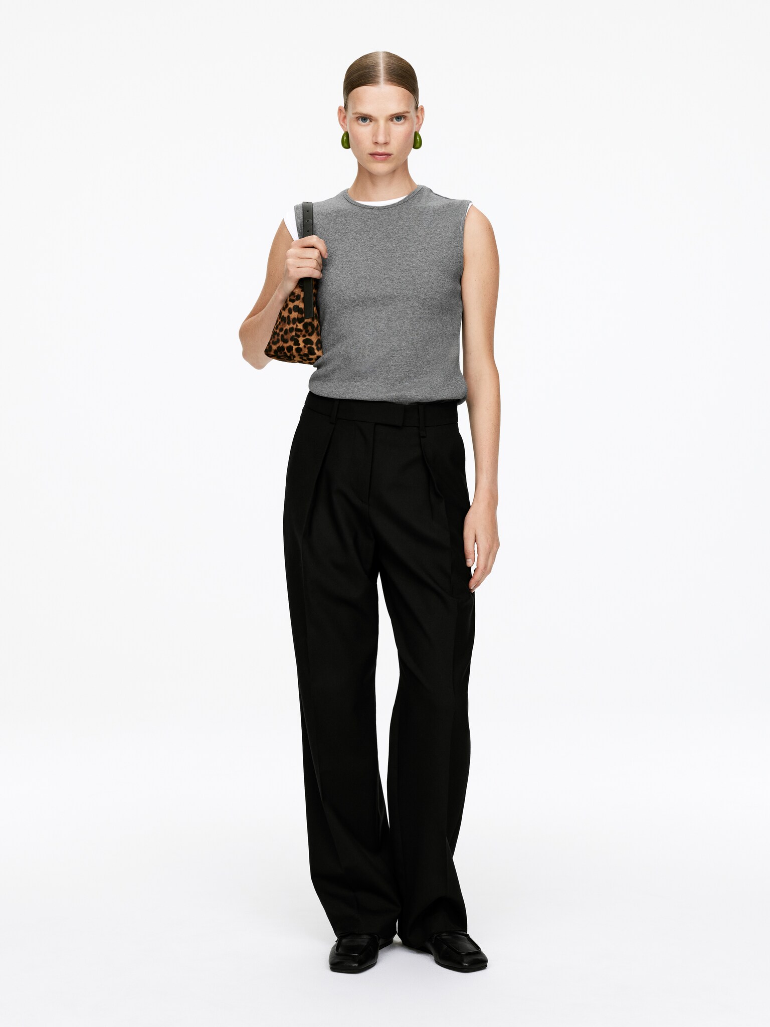 Pantaloni sartoriali a vita alta - Nero/Beige