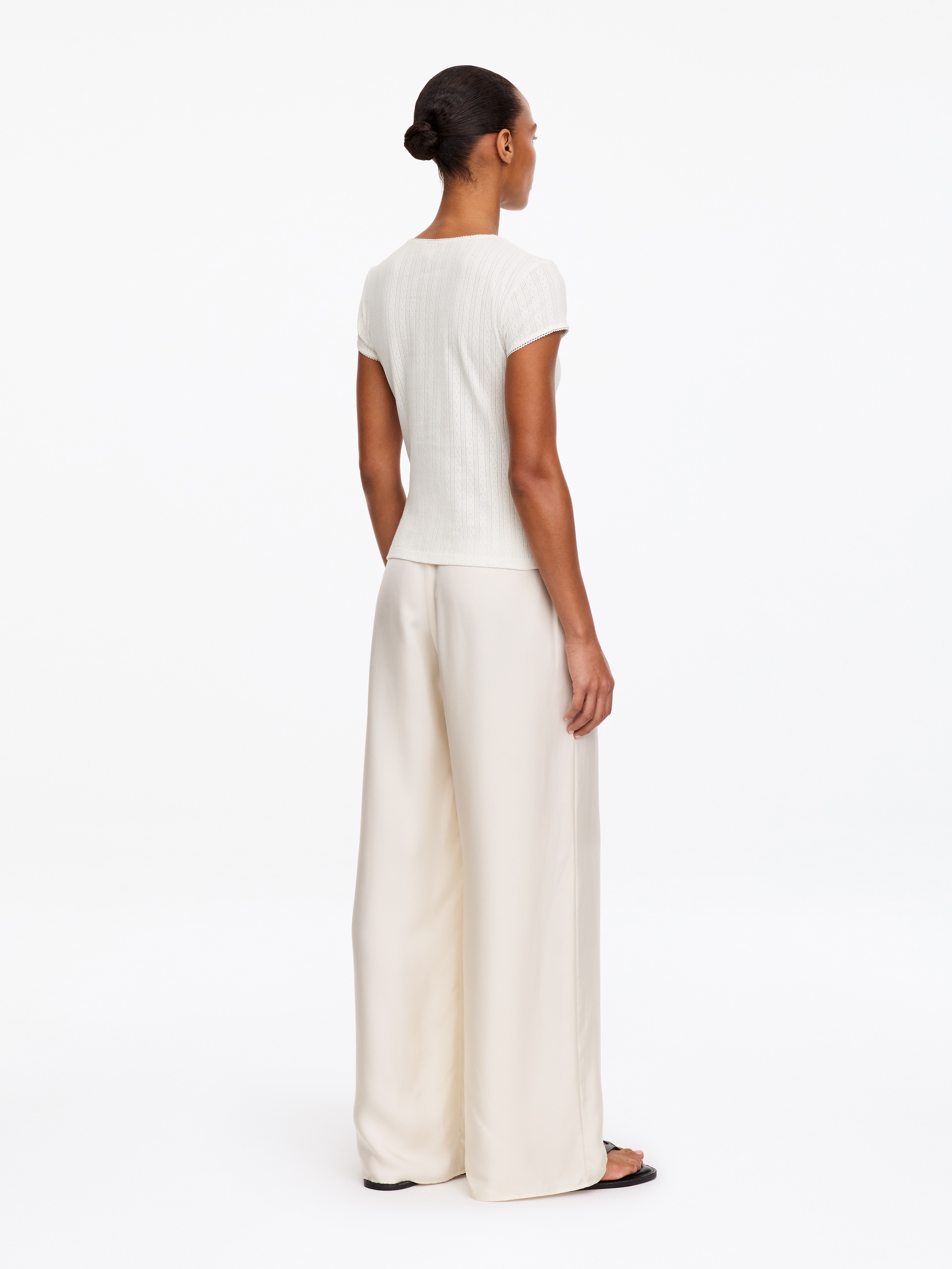 Pointelle short-sleeved top - White - Regular fit - women - StillMedia/Lookbook - 2
