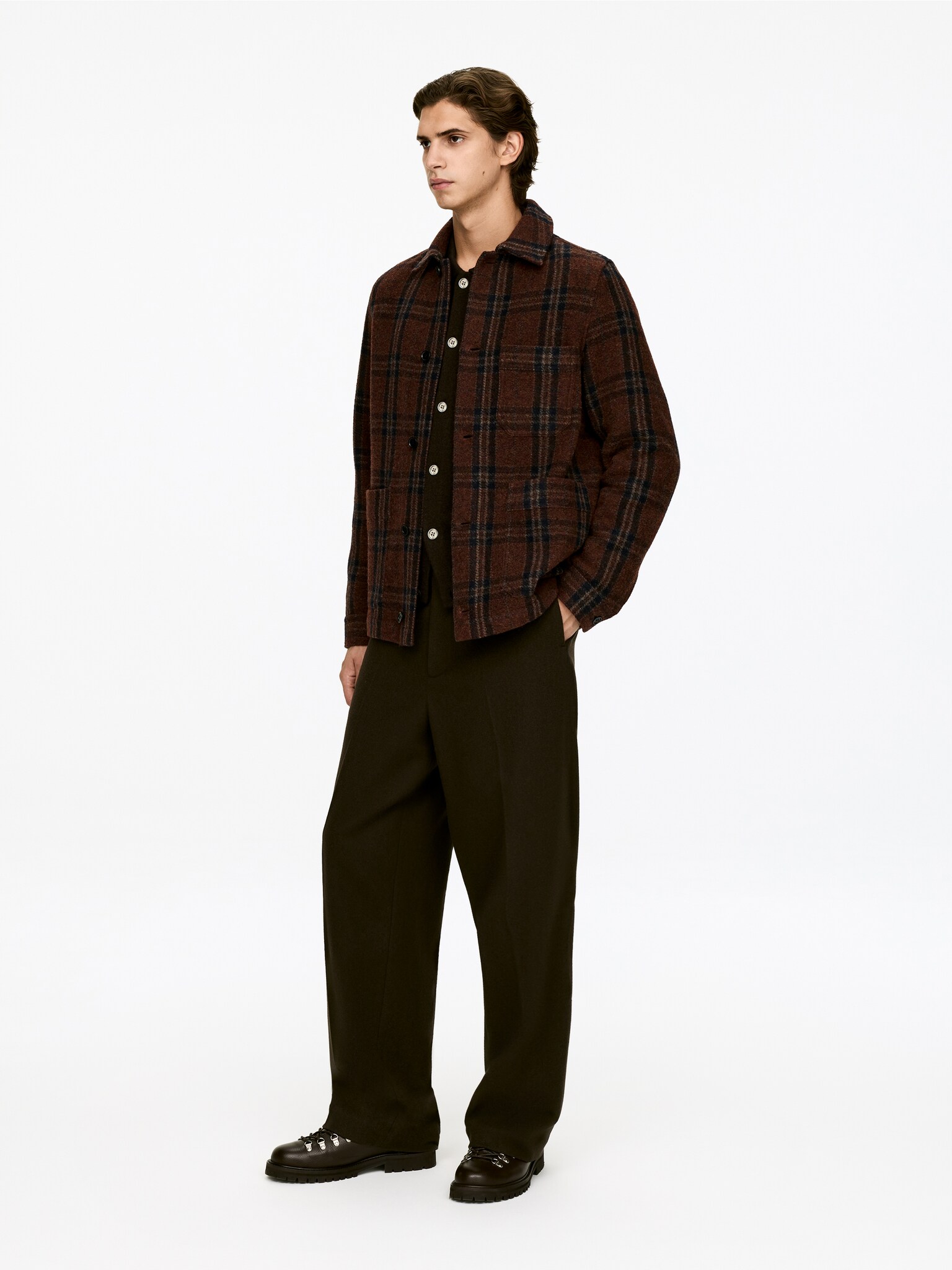 Wool-Blend Overshirt - Marron/Bleu/Beige - 3