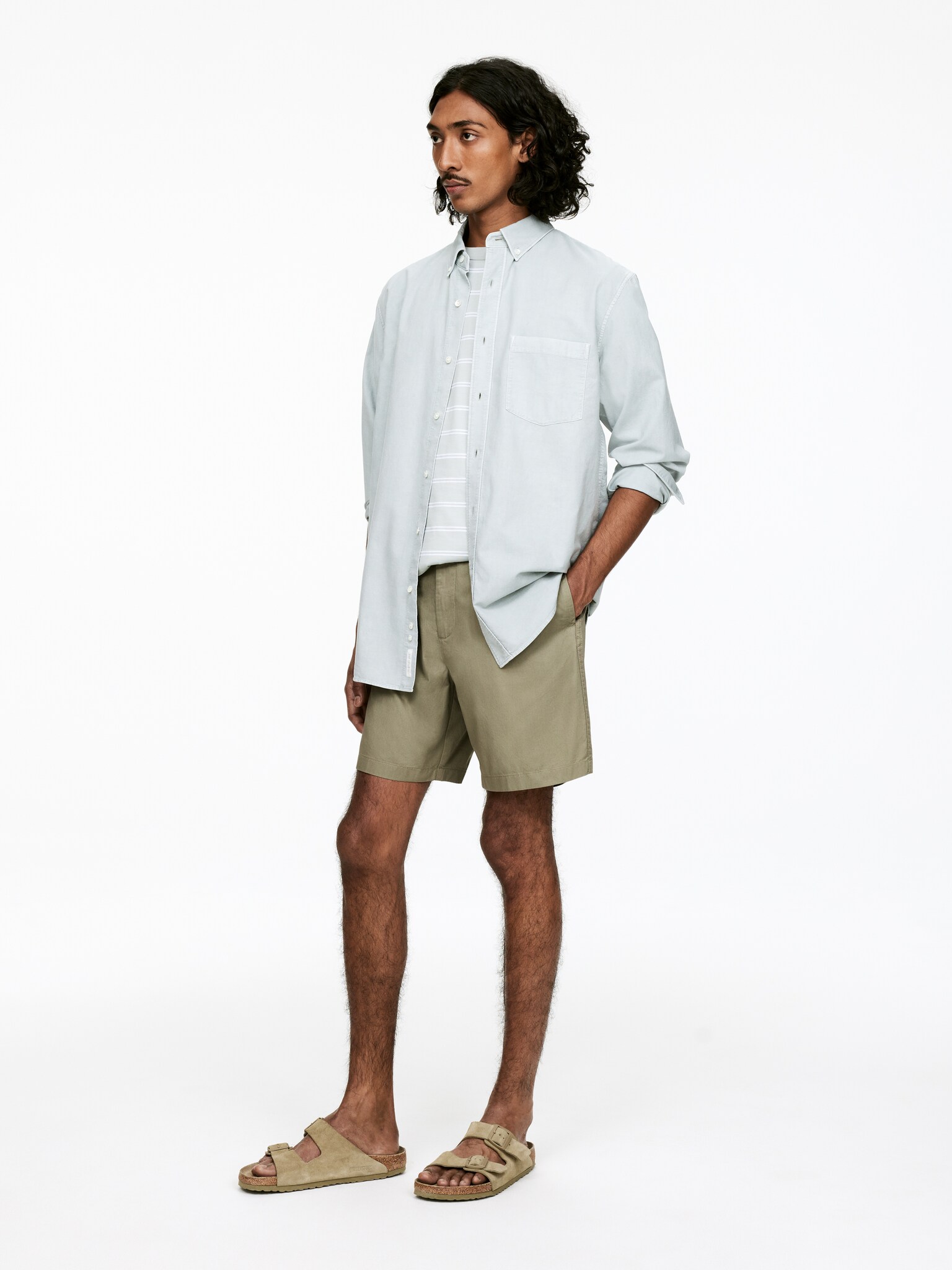 Short en coton - Vert kaki/Bleu foncé/Beige clair/Vert foncé - 6