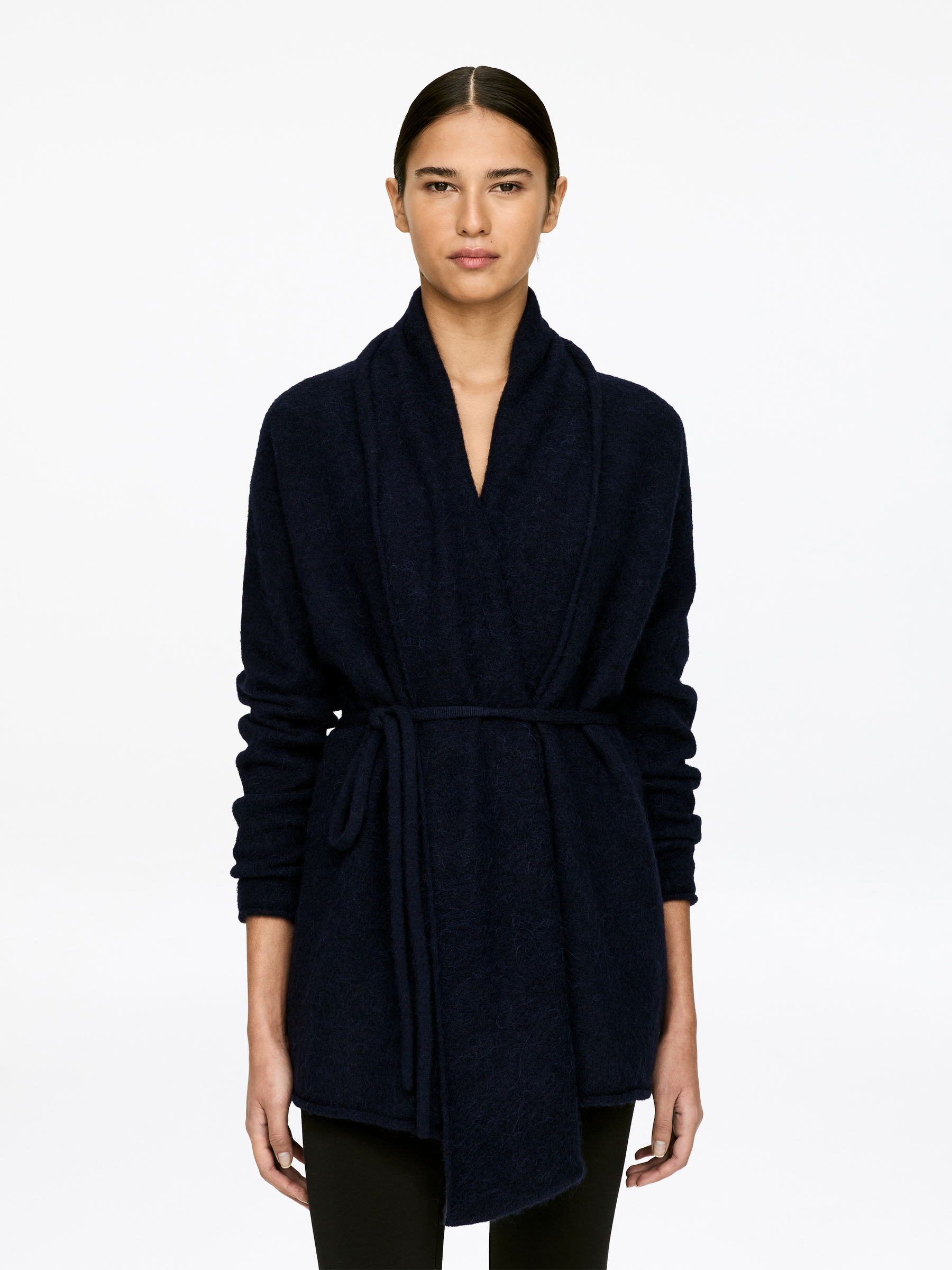 Alpaca-Wool Blend Cardigan-#38373F-17510