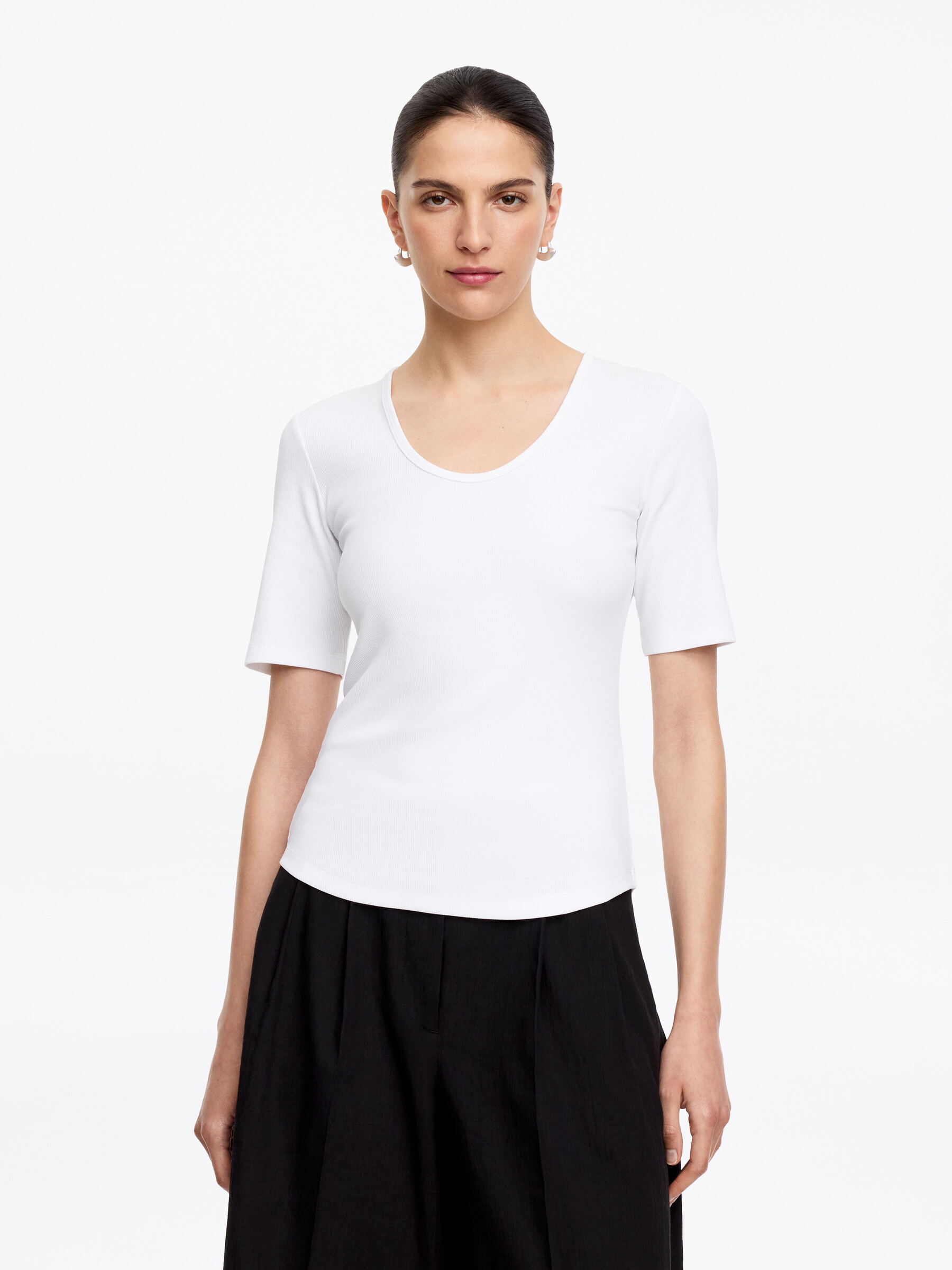 Ribbed T-Shirt - White - Slim fit - Women - StillMedia/Lookbook - 10