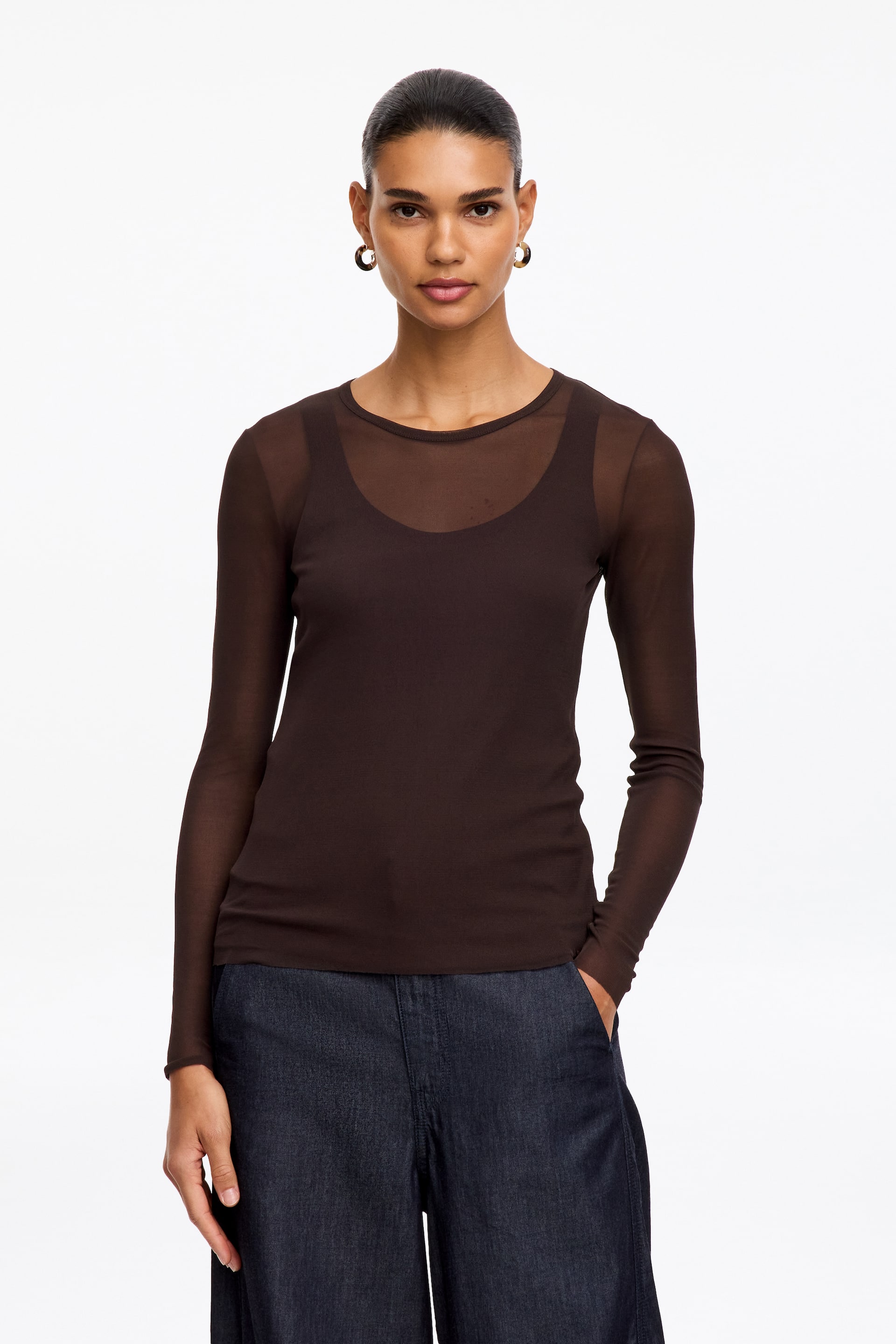 Grösseres Bild ansehen: Schmales Seidenoberteil - Braun - DAMEN | H&M CH 1