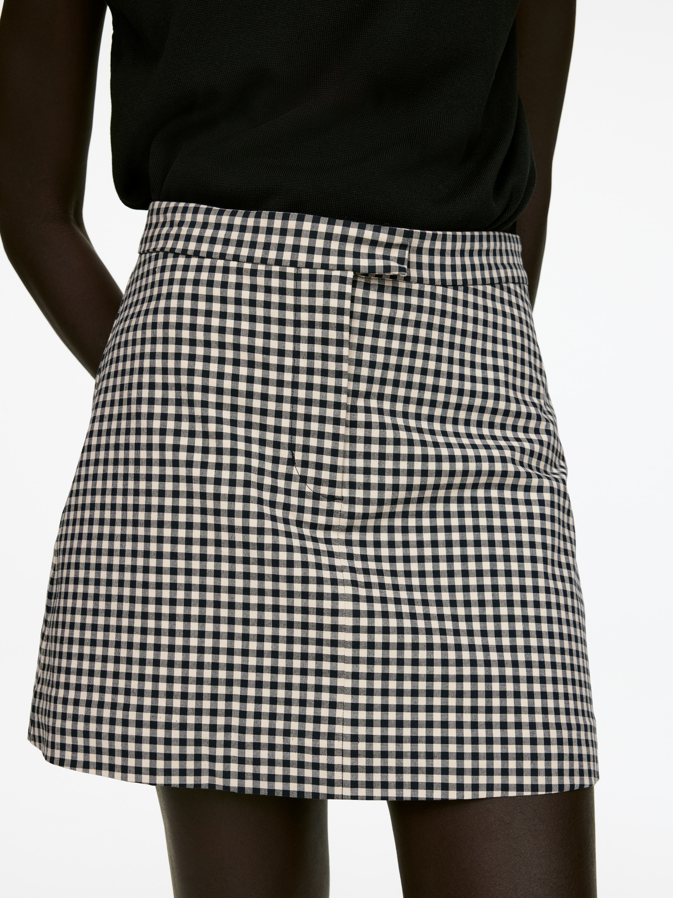 Se større billede: Gingham-mininederdel - Mørkeblå/beige - DAME | H&M DK 4