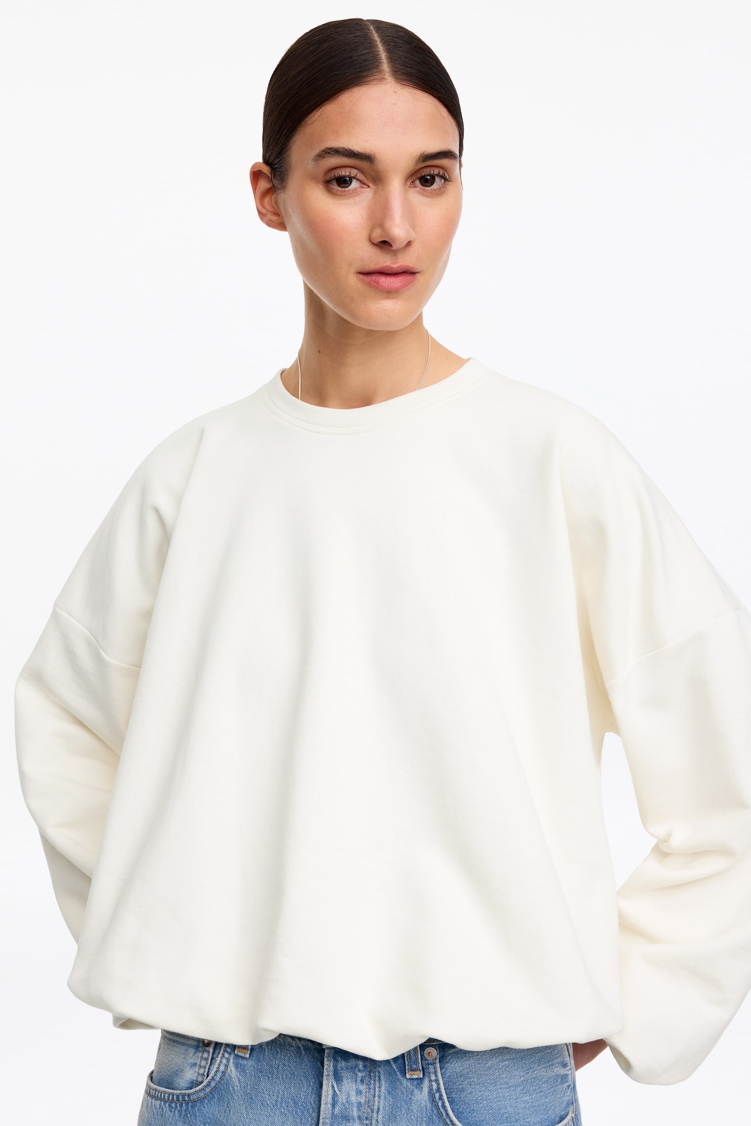 Sweat bouffant - Blanc cassé/Noir/Marron - 4