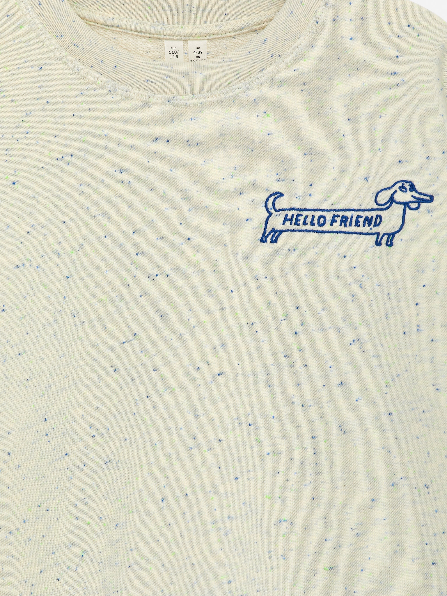 Sweat brodé - Blanc cassé/Moucheté bleu - 2