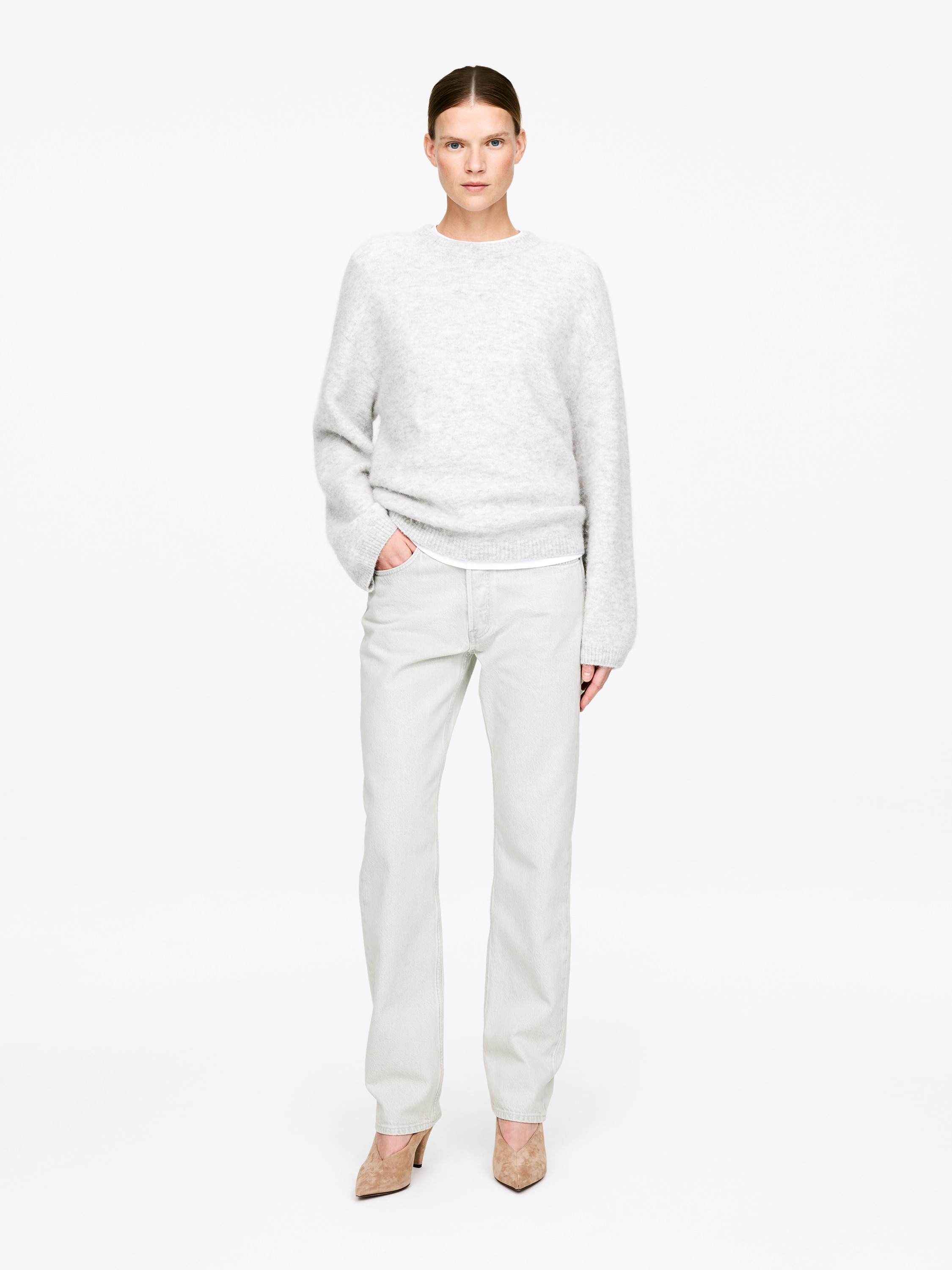 Vaqueros straight SNOW - Blanco roto/Azul medio/Blanco