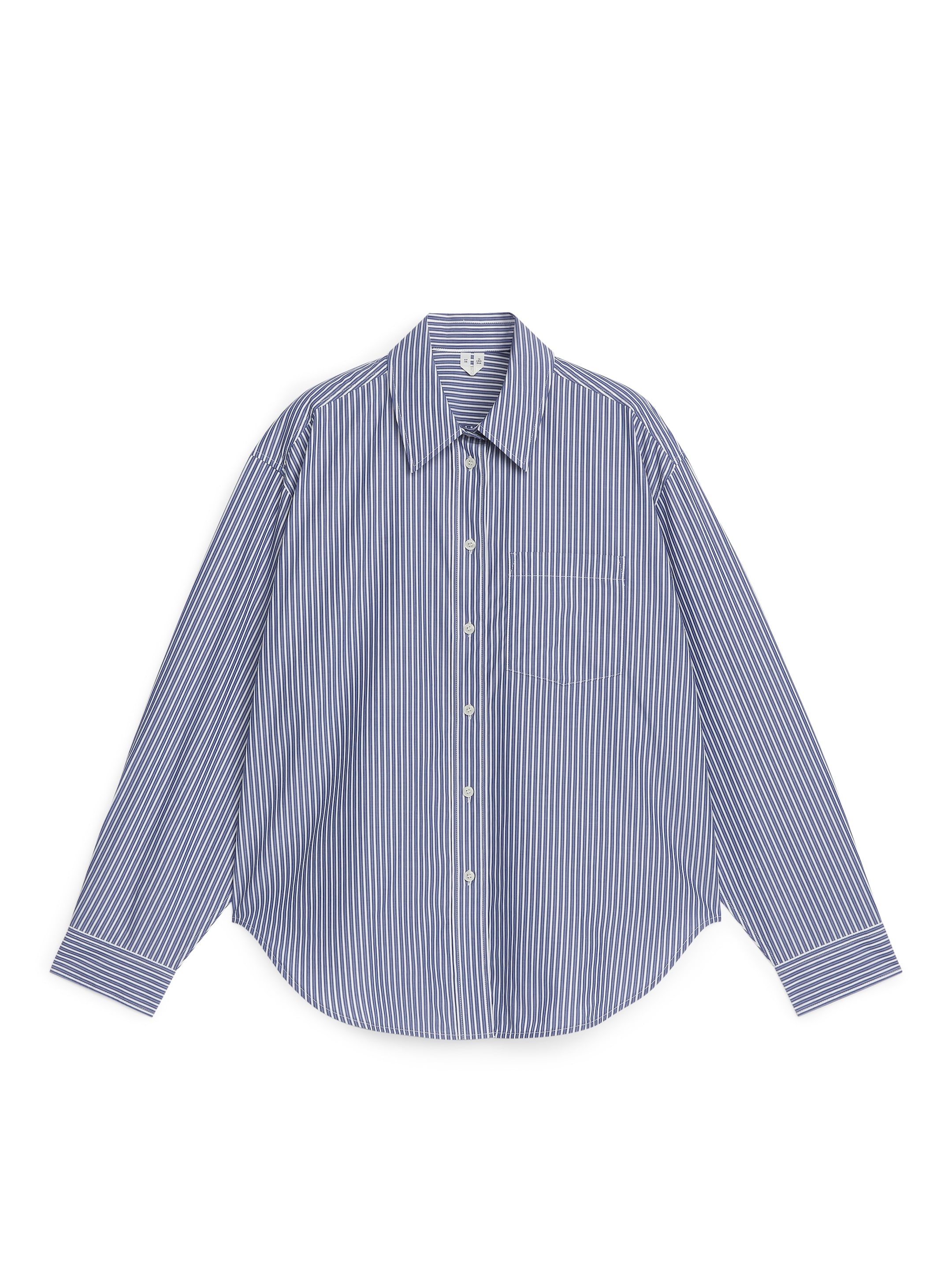 Visa större bild: Poplinskjorta, oversized fit - Blå/vit - DAM | H&M SE 1