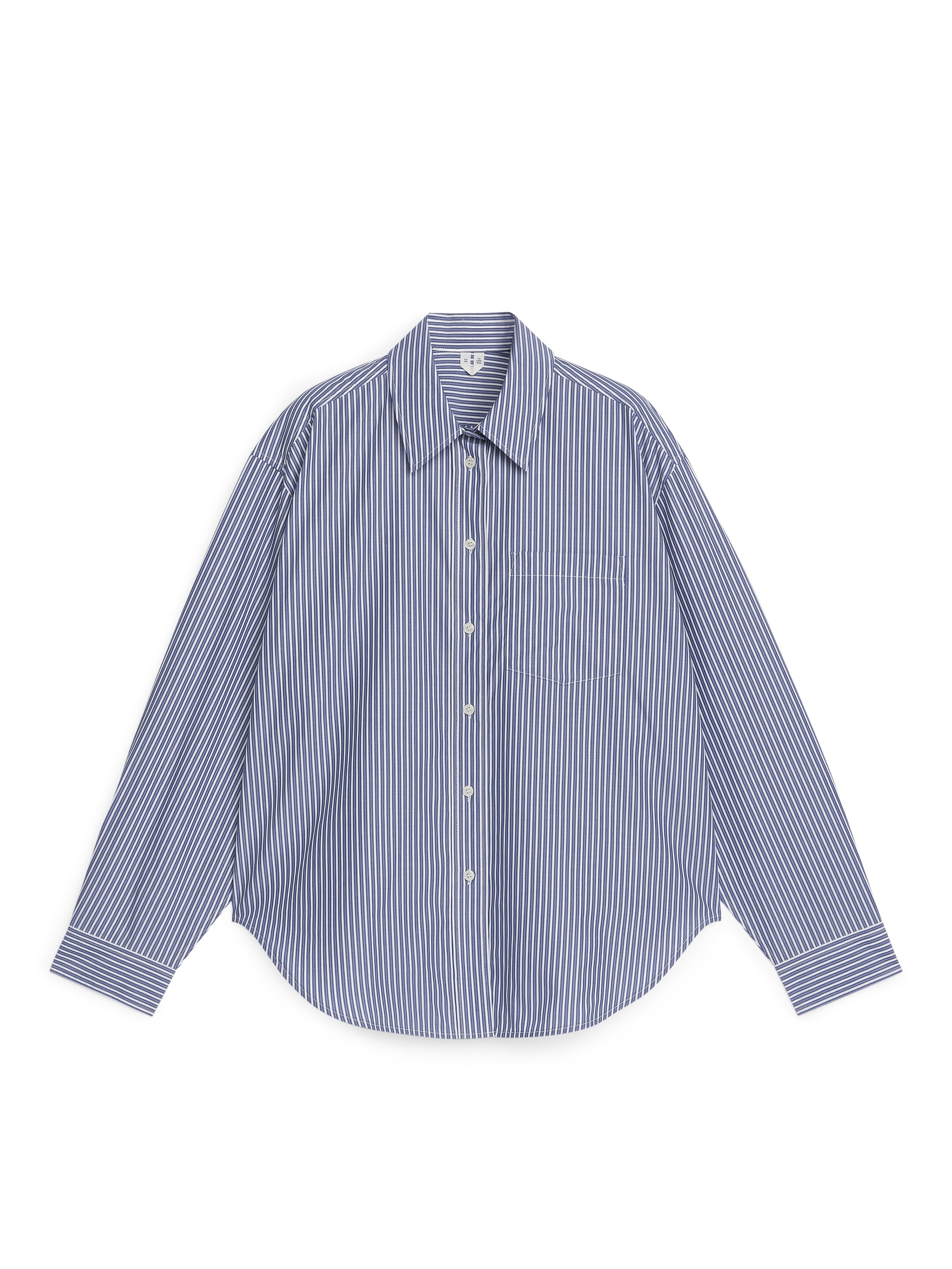 Grotere afbeelding bekijken: Popeline overhemd met oversized pasvorm - Blauw/wit - DAMES | H&M NL 1