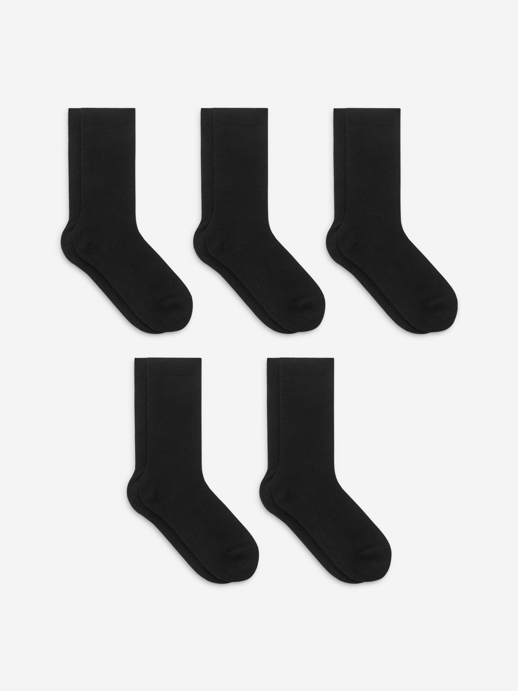 Cotton Rib Socks Set of 5-Black-6126