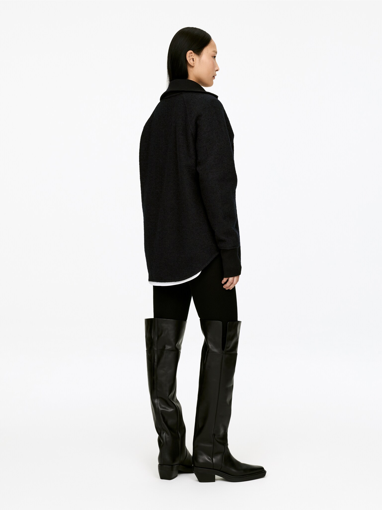 Svetr z vařené vlny a bavlny - Černá/Off White - 3