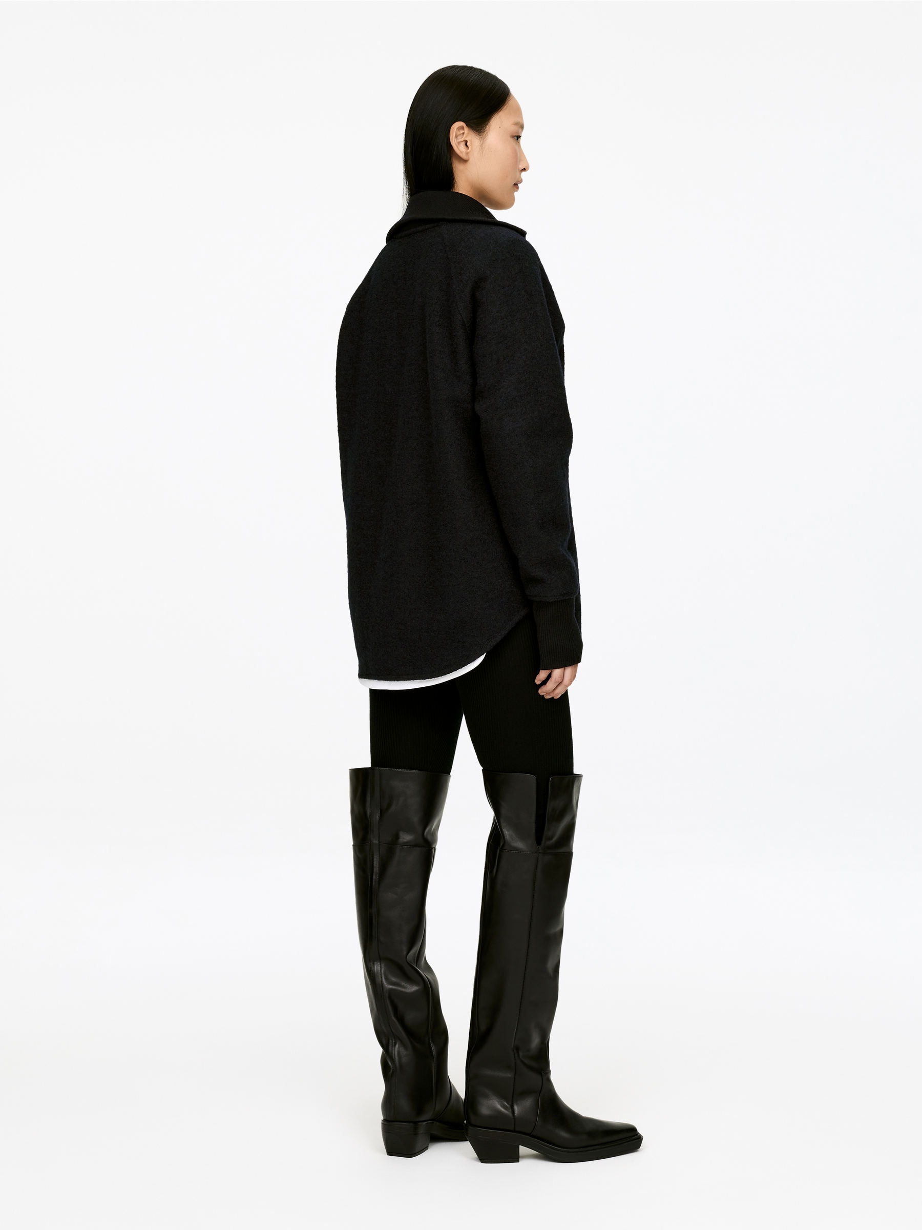 Tröja i valkad ull- och bomullsblandning - Svart - Oversized - Women - StillMedia/Lookbook - 4