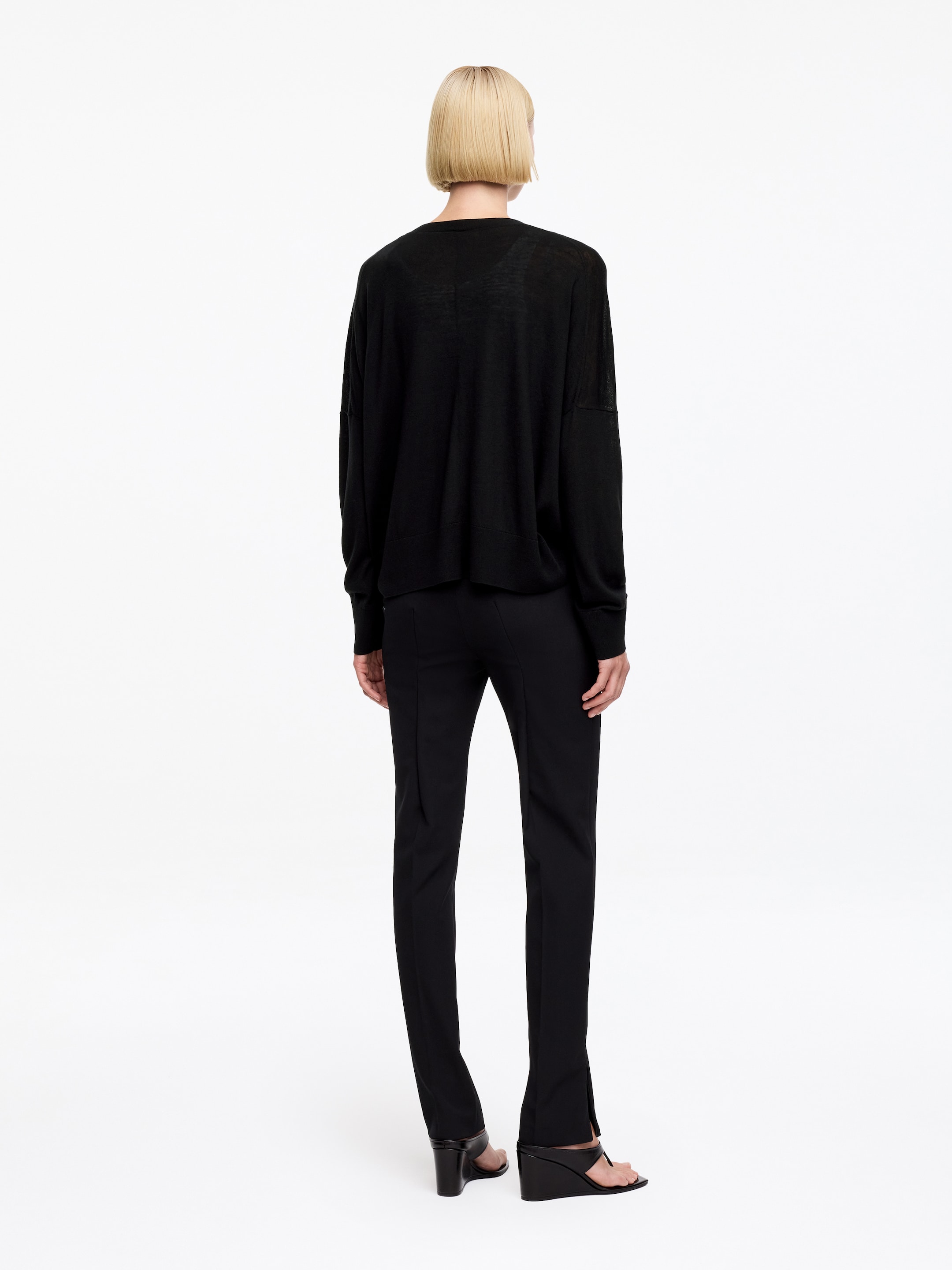 Cardigan in lana e lyocell - Nero - Loose fit - Women - StillMedia/Lookbook - 3