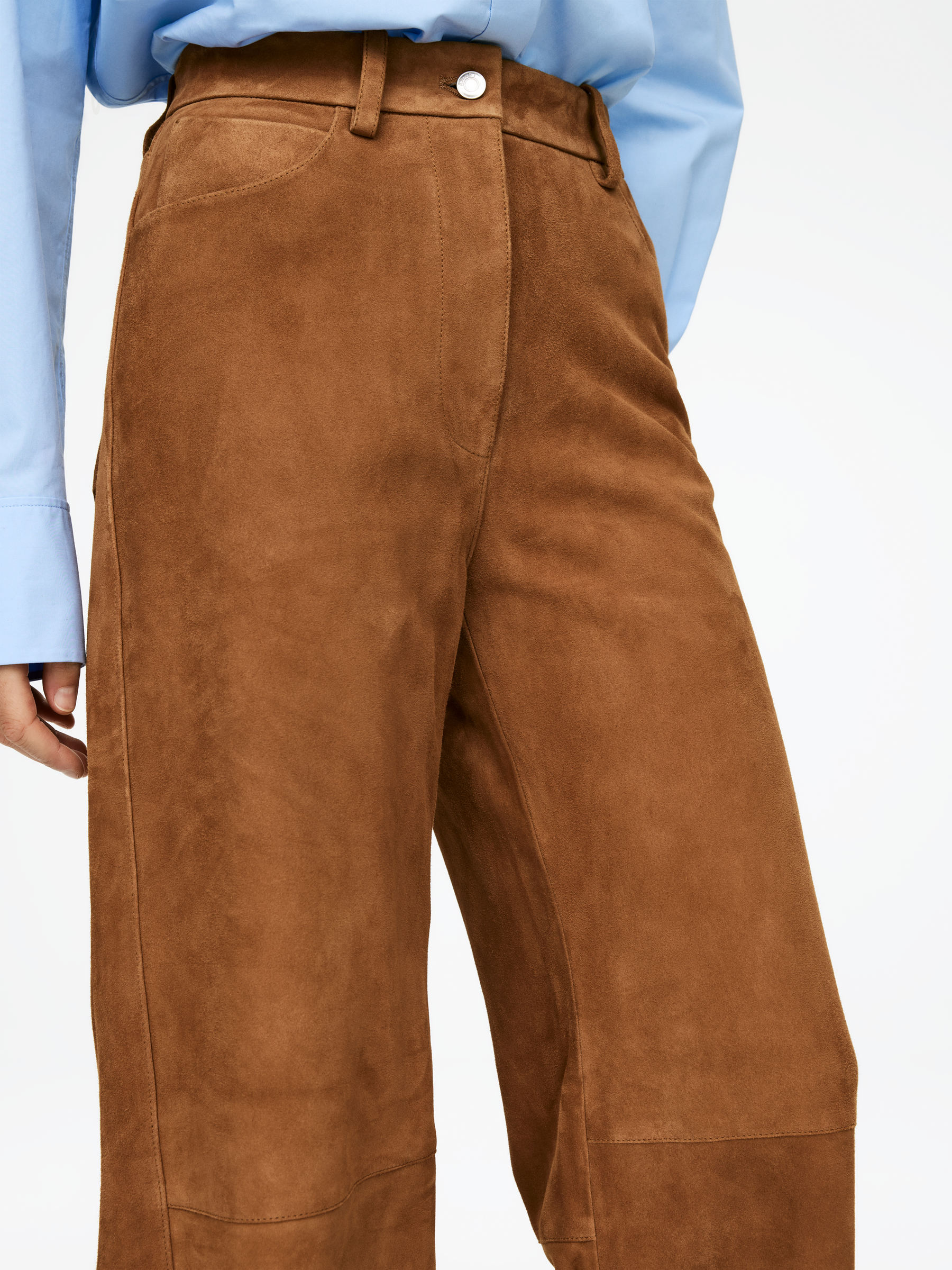 Lockere Velourslederhose - Erdbraun - Relaxed Fit - Damen - StillMedia/Lookbook - 5