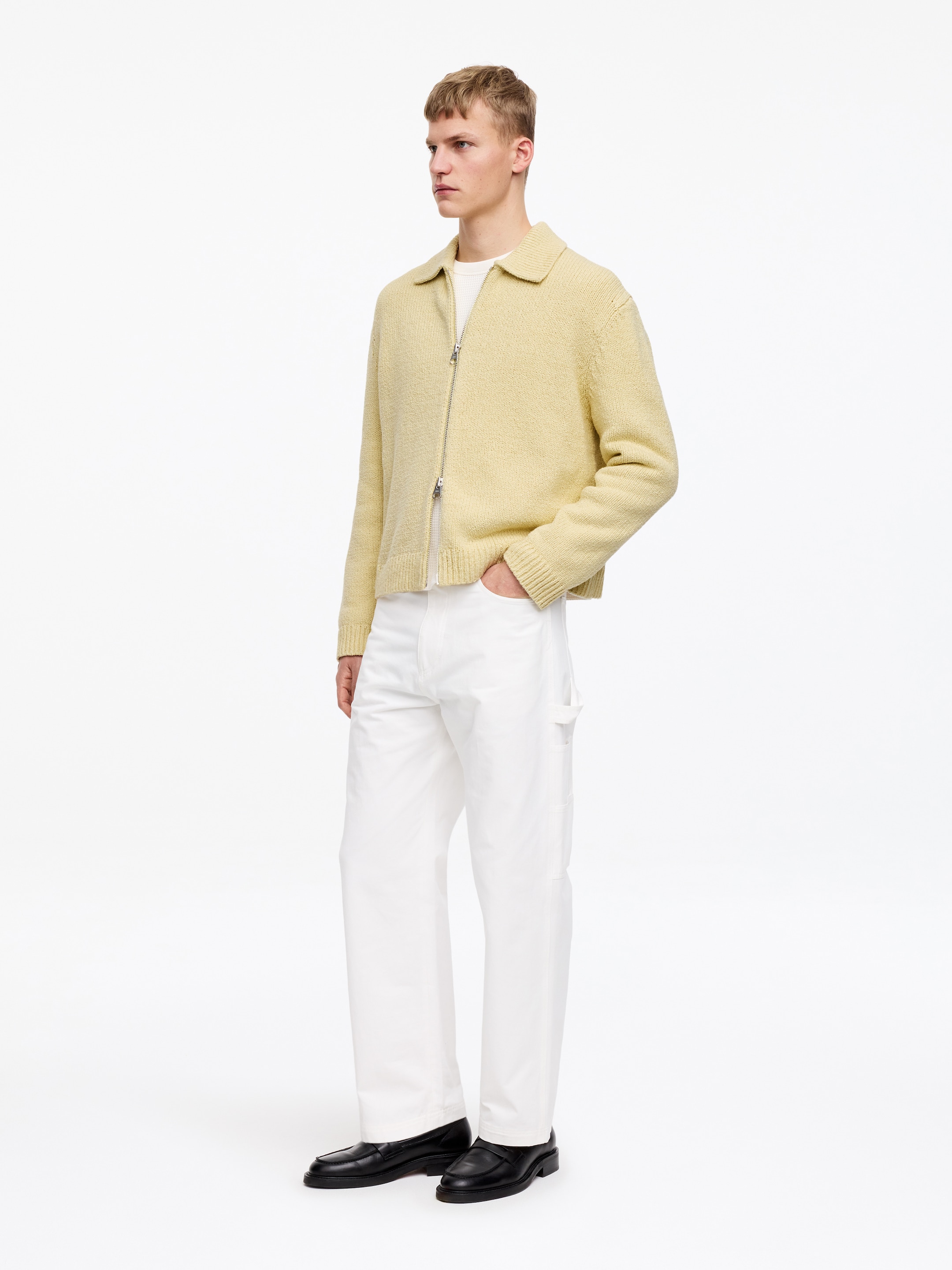 Cotton Blend Zip Cardigan - Yellow - Loose fit - Men - StillMedia/Lookbook - 5