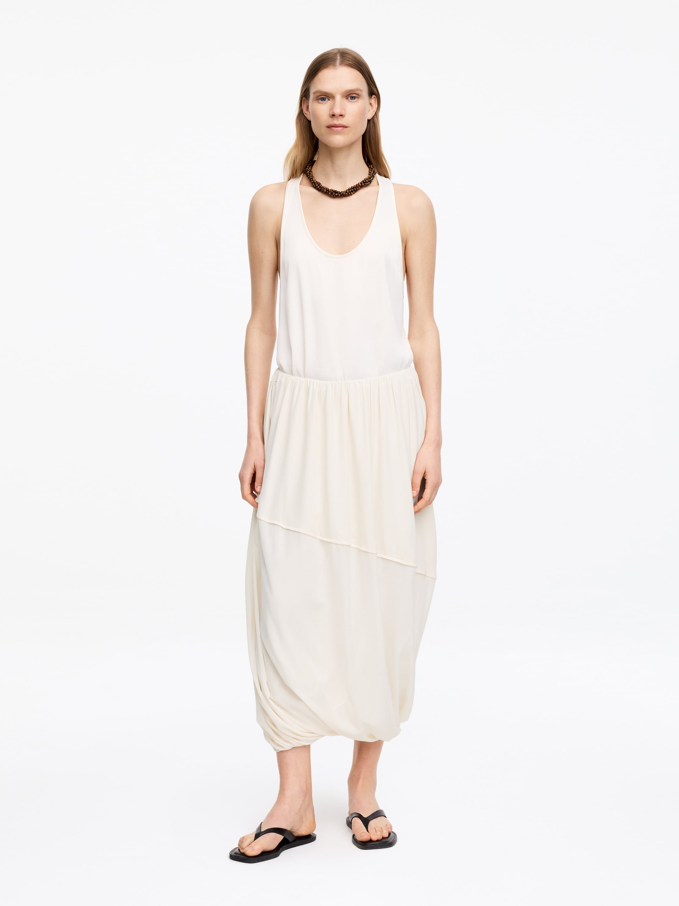 Draped Maxi Skirt-#EDE9D7-19102