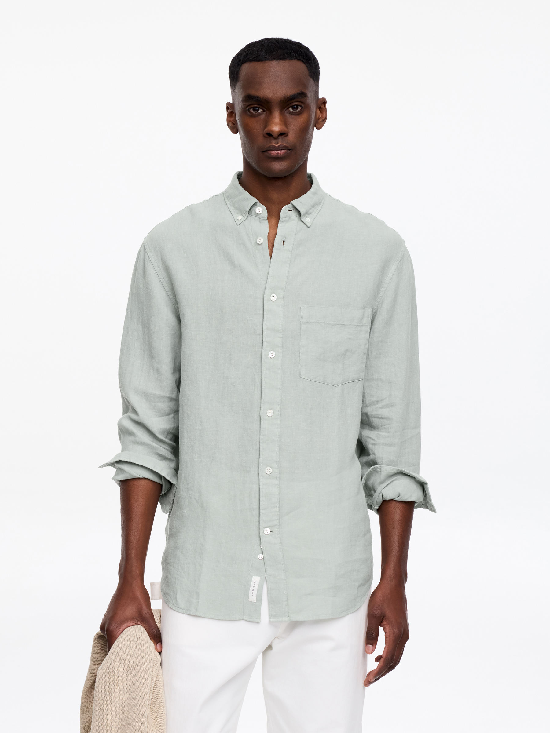 Lockeres Leinenhemd-#B3B9B4-18569