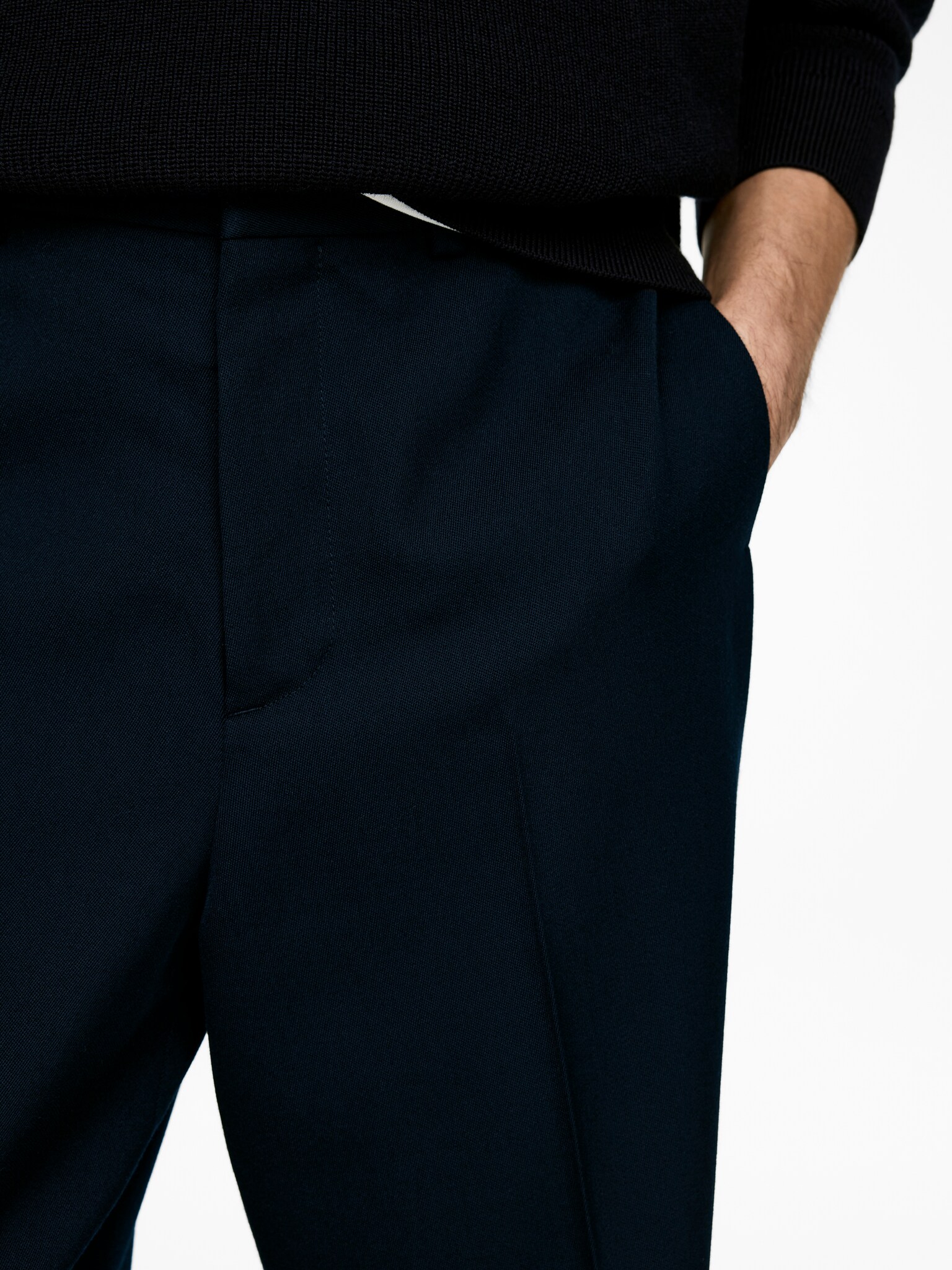 Pantalon ample en laine - Bleu foncé/Gris foncé - 3