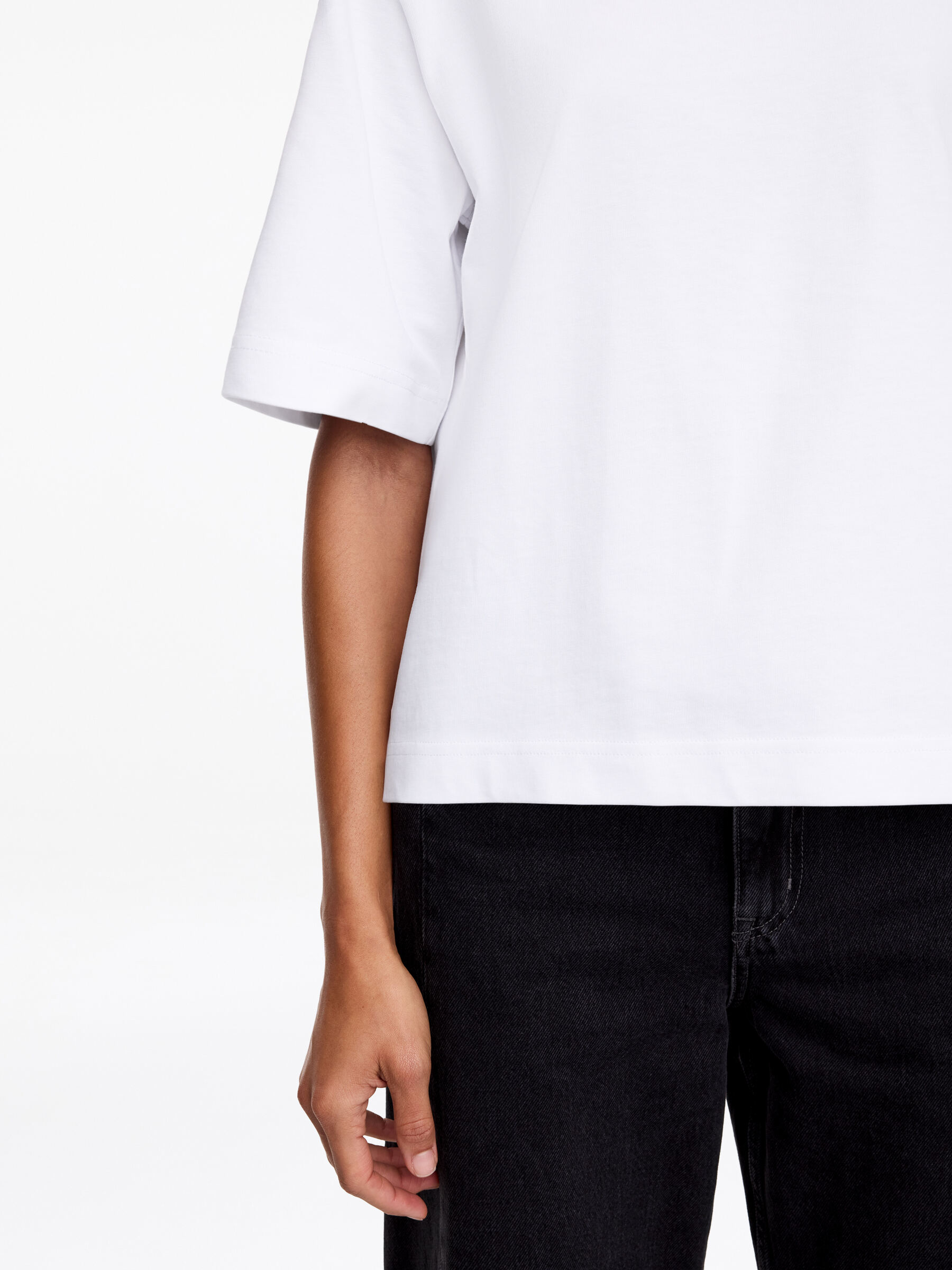 T-shirt signature carré - Blanc - Relaxed fit - Femme - StillMedia/Lookbook - 21