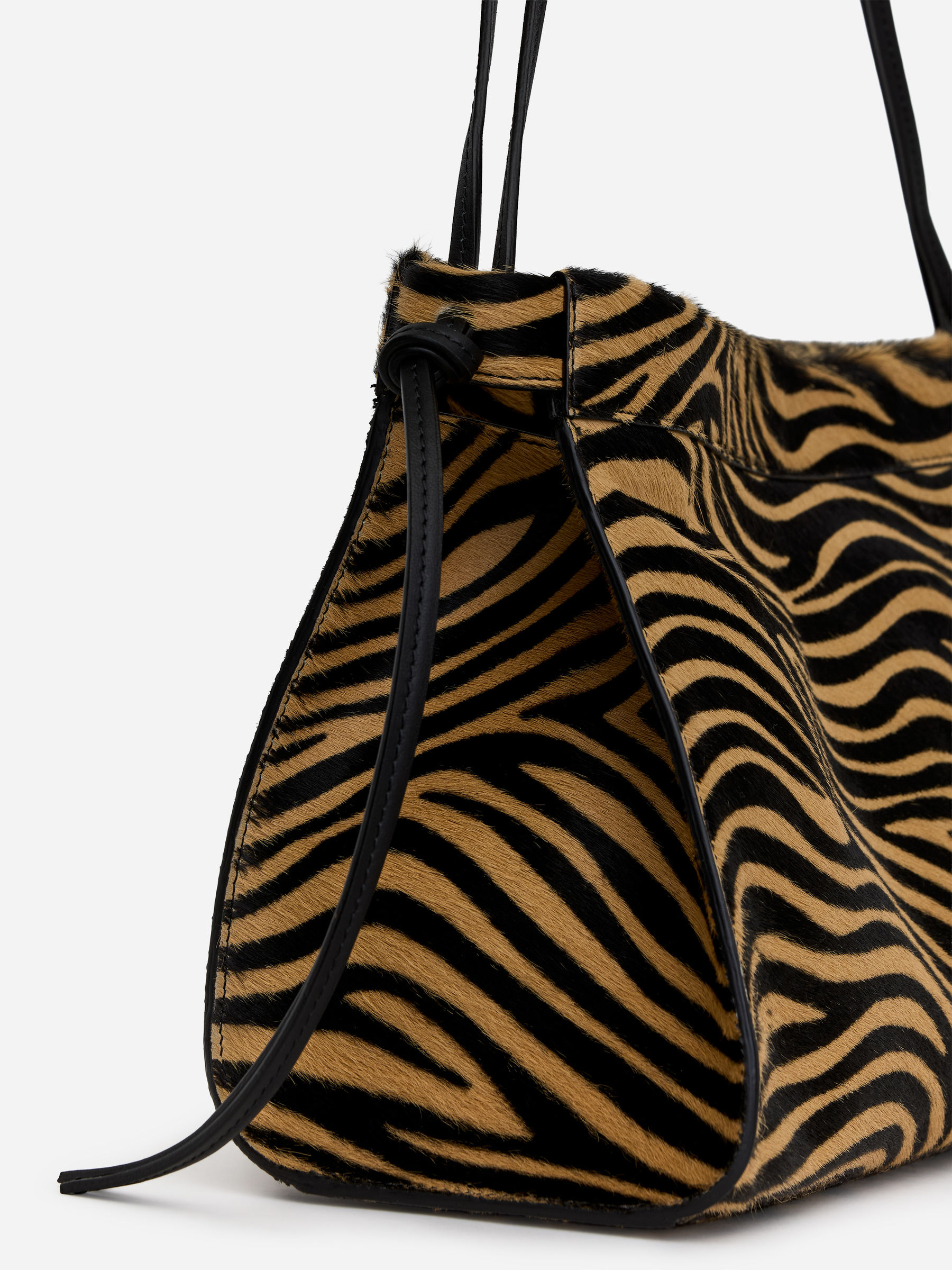 Zebra-Print Leather Shoulder Bag - Black/Beige - Women - StillMedia/DescriptiveStillLife - 2