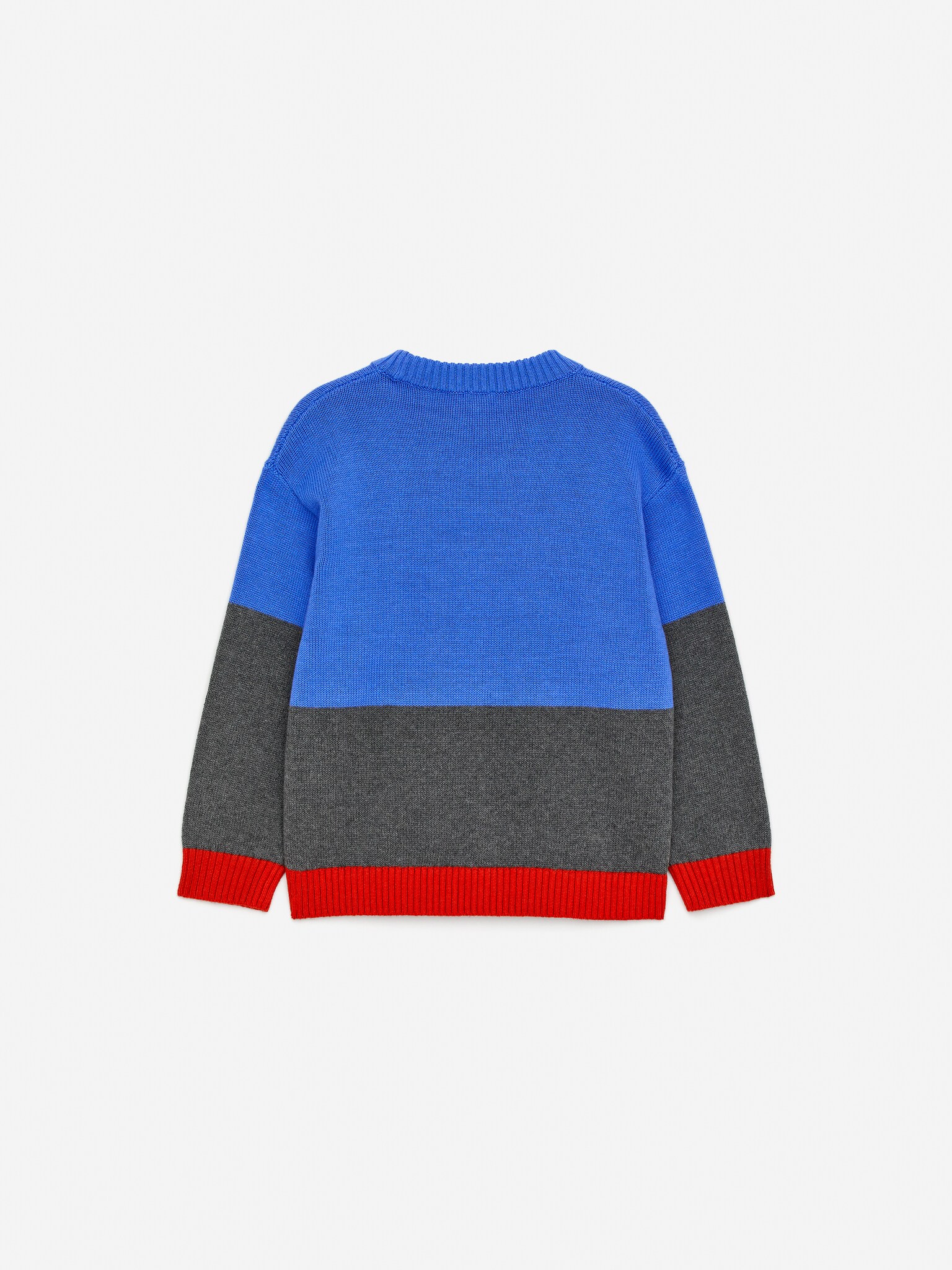 Tröja i ull- och bomullsblandning - Blå/grå/röd - 3