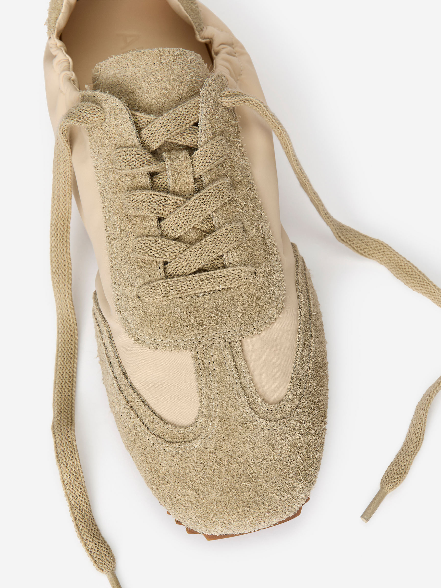 Suede-Nylon Trainers - Beige - Women - StillMedia/DescriptiveStillLife - 4
