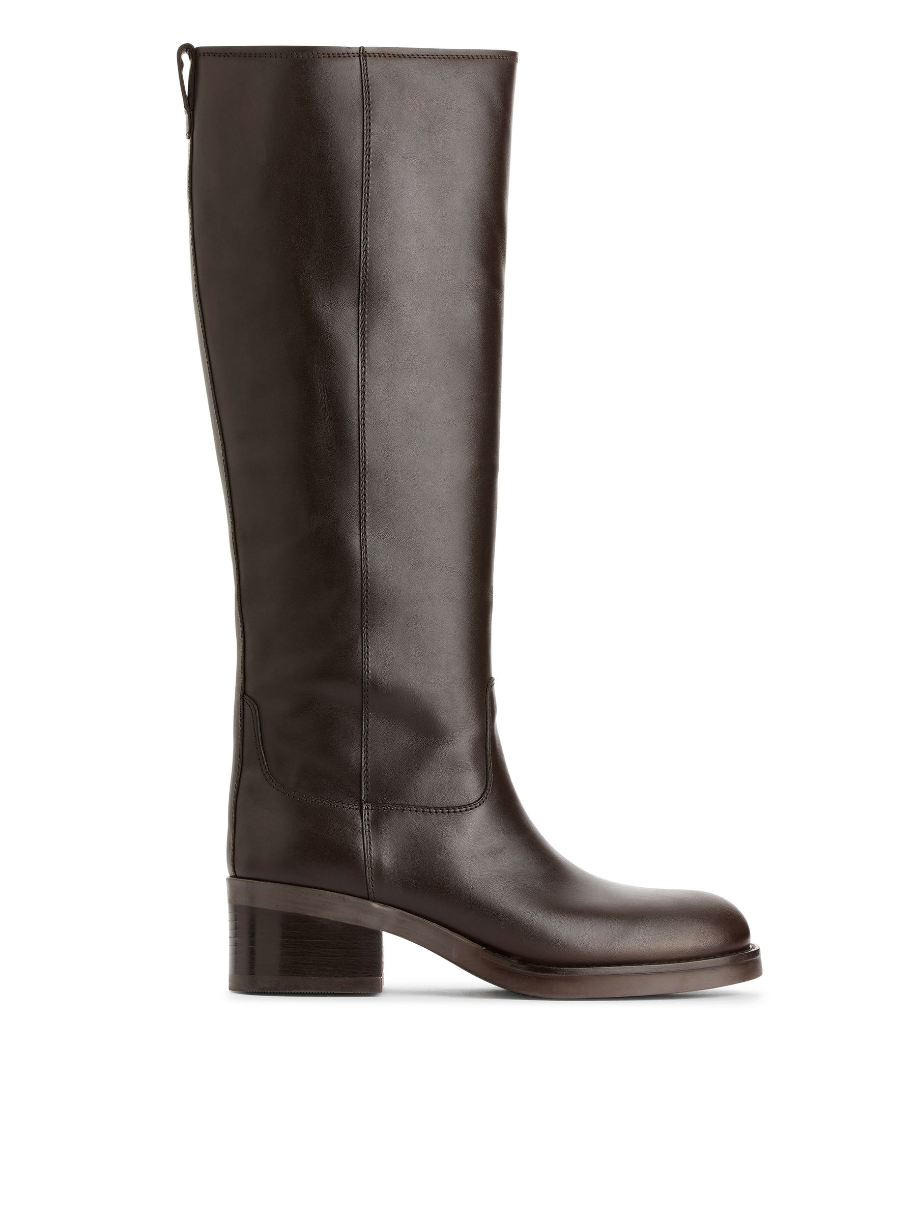 Leather Riding Boots-#3F3838-12986