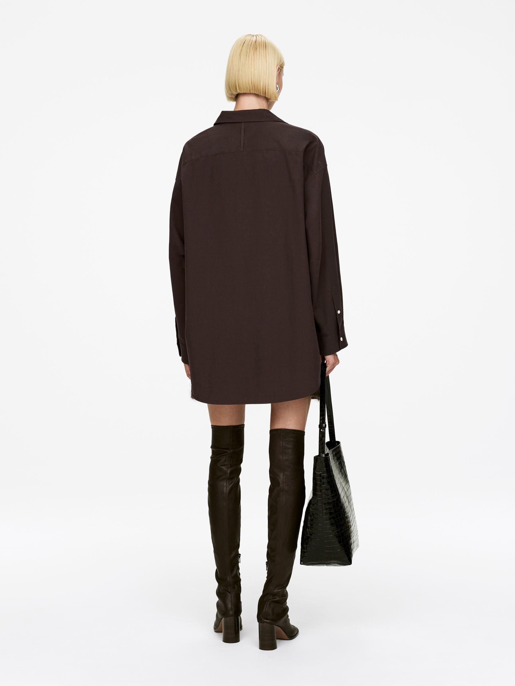 Batwing-Sleeve Shirt - Brown - Oversized - Women - StillMedia/Lookbook - 4