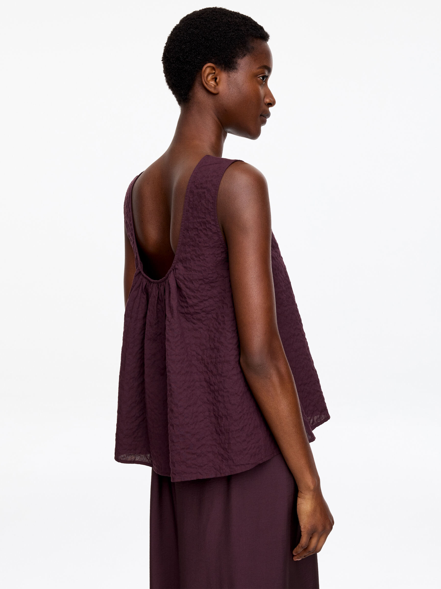 Sleeveless Seersucker Top - Plum - Regular fit - Women - StillMedia/Lookbook - 3
