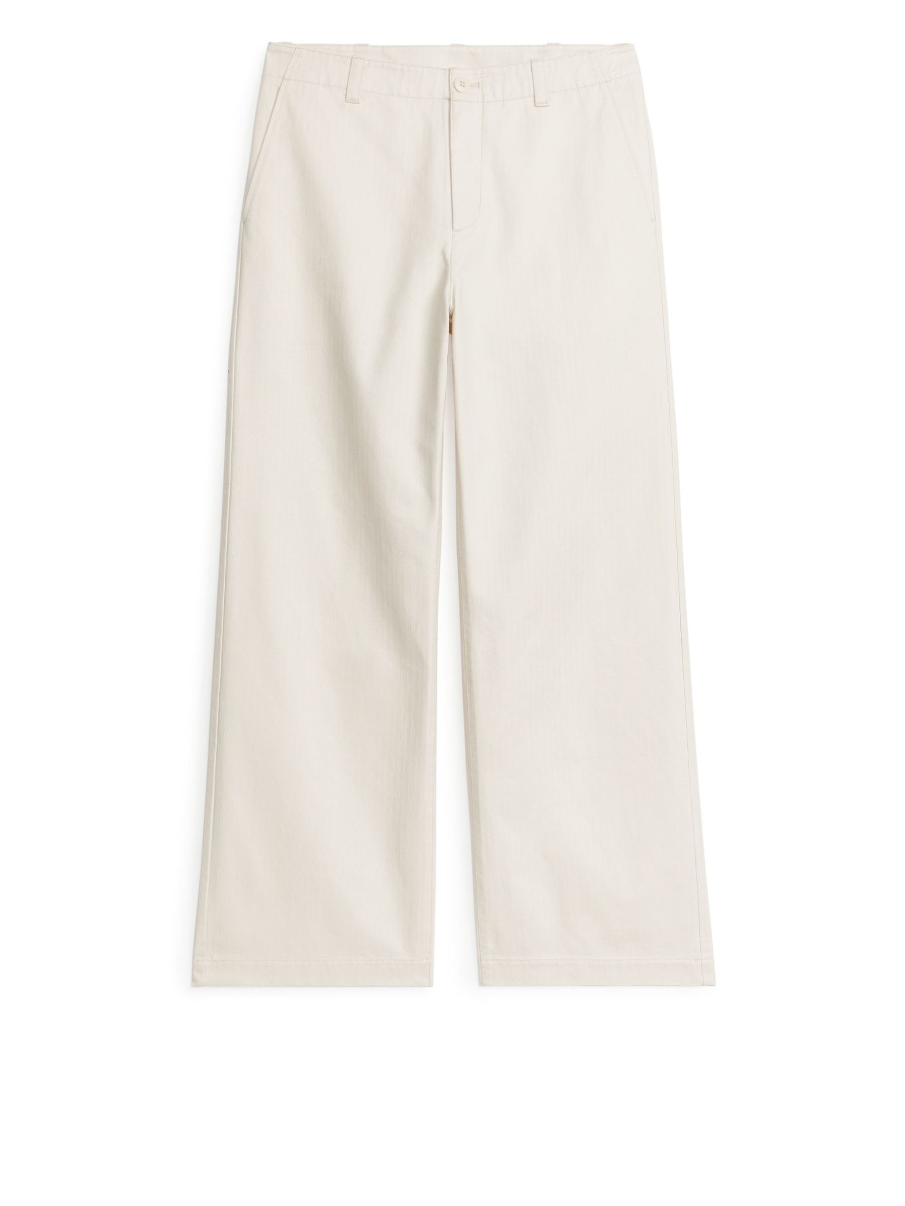 Szerokie bawełniane spodnie-#EFEFDF-6887