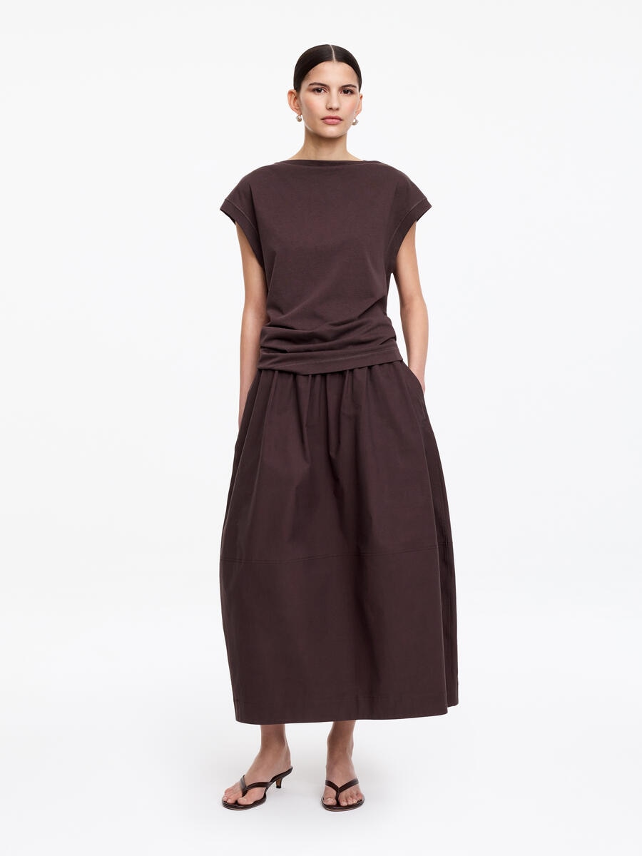 ARKET Women's  Cotton Midi Skirt Brown,  size 34
