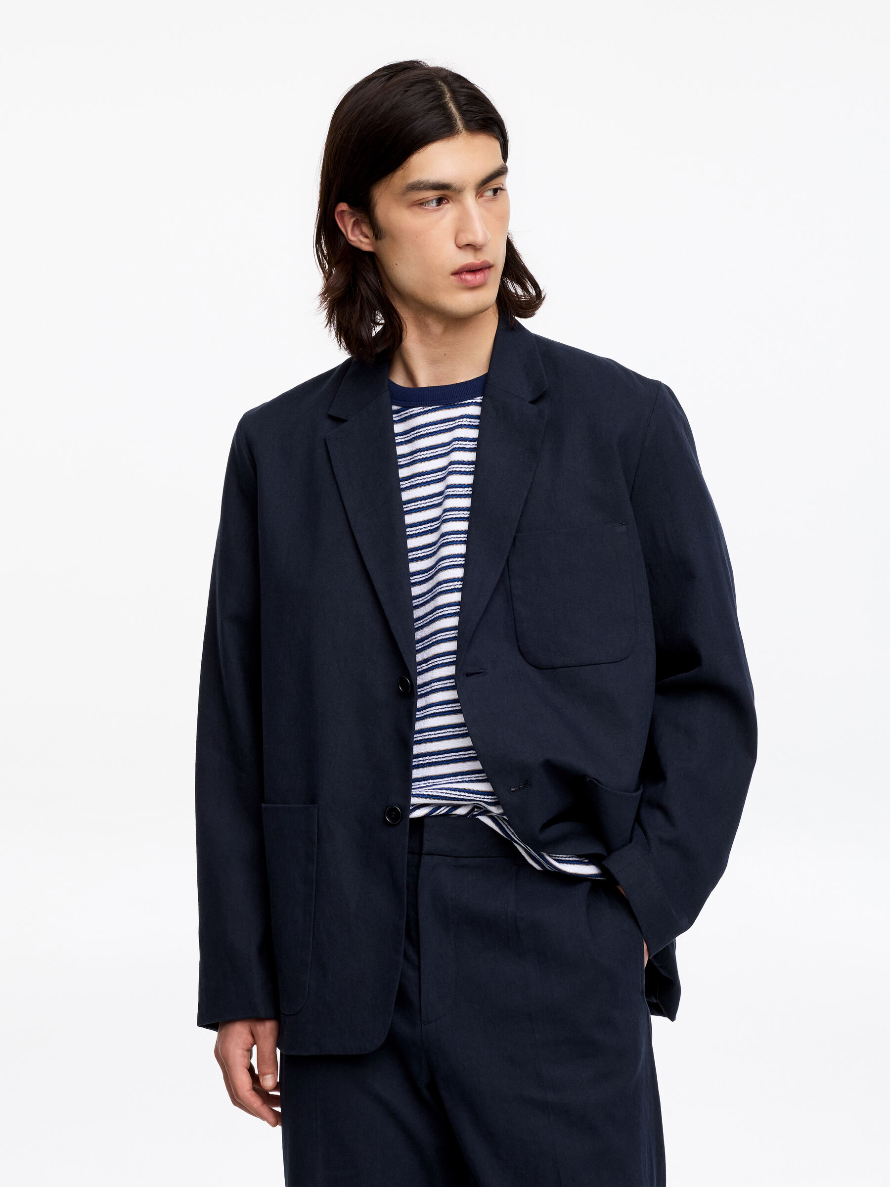 Linen Blend Blazer - Dark Blue - Regular fit - Men - StillMedia/Lookbook - 6