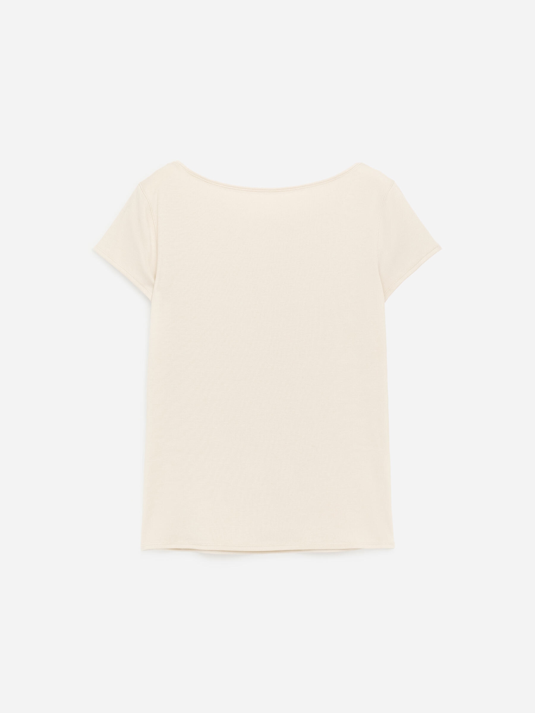 T-shirt z dekoltem w łódkę-#DCD6C7-18778