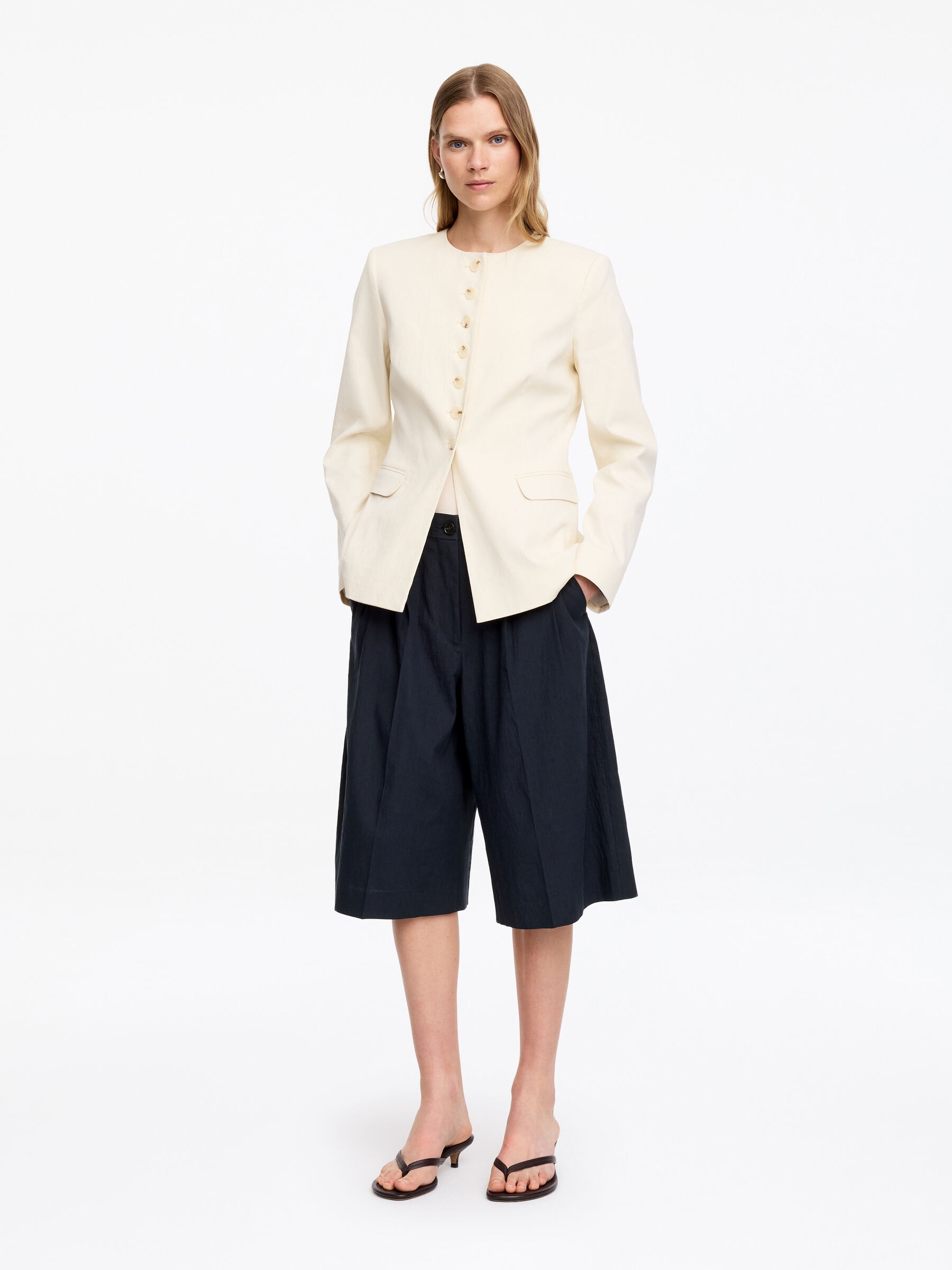 Tailored Wide-Leg Shorts-#0A041F-19477